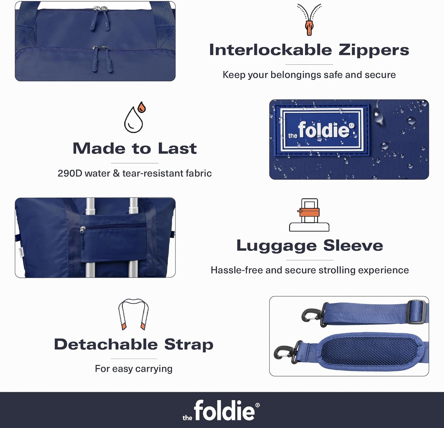 The Foldie Foldable Travel Bag for Women - 40L Weekender Bag with Multiple Pockets - Carry On Expendable Travel Bag