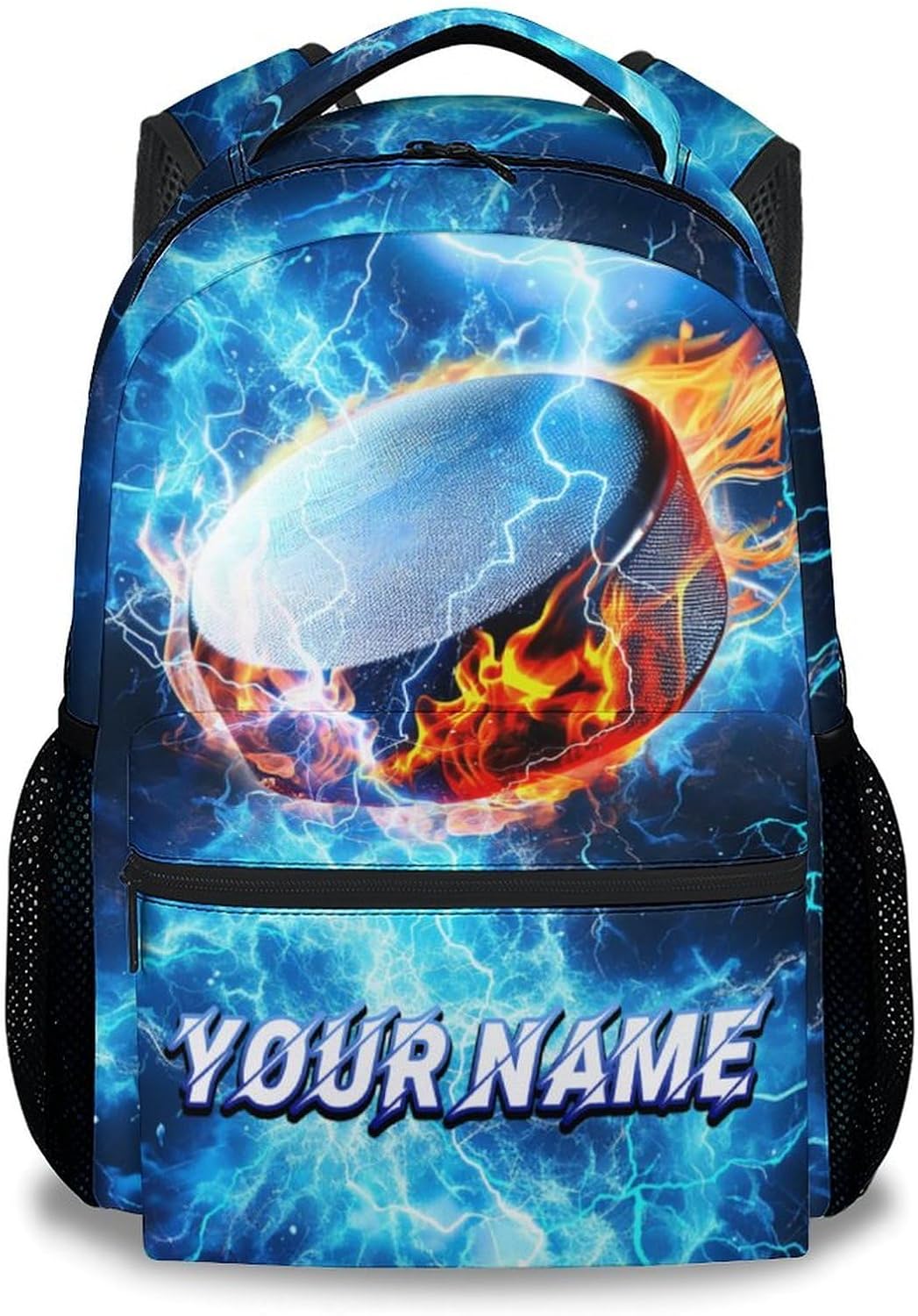 Bookbag for Boys - Personalized Hockey Backpack for Kids - Custom Sports Theme Backpacks for Players - Ice Hockey School Bag for Elementary Middle School(17 Inch)