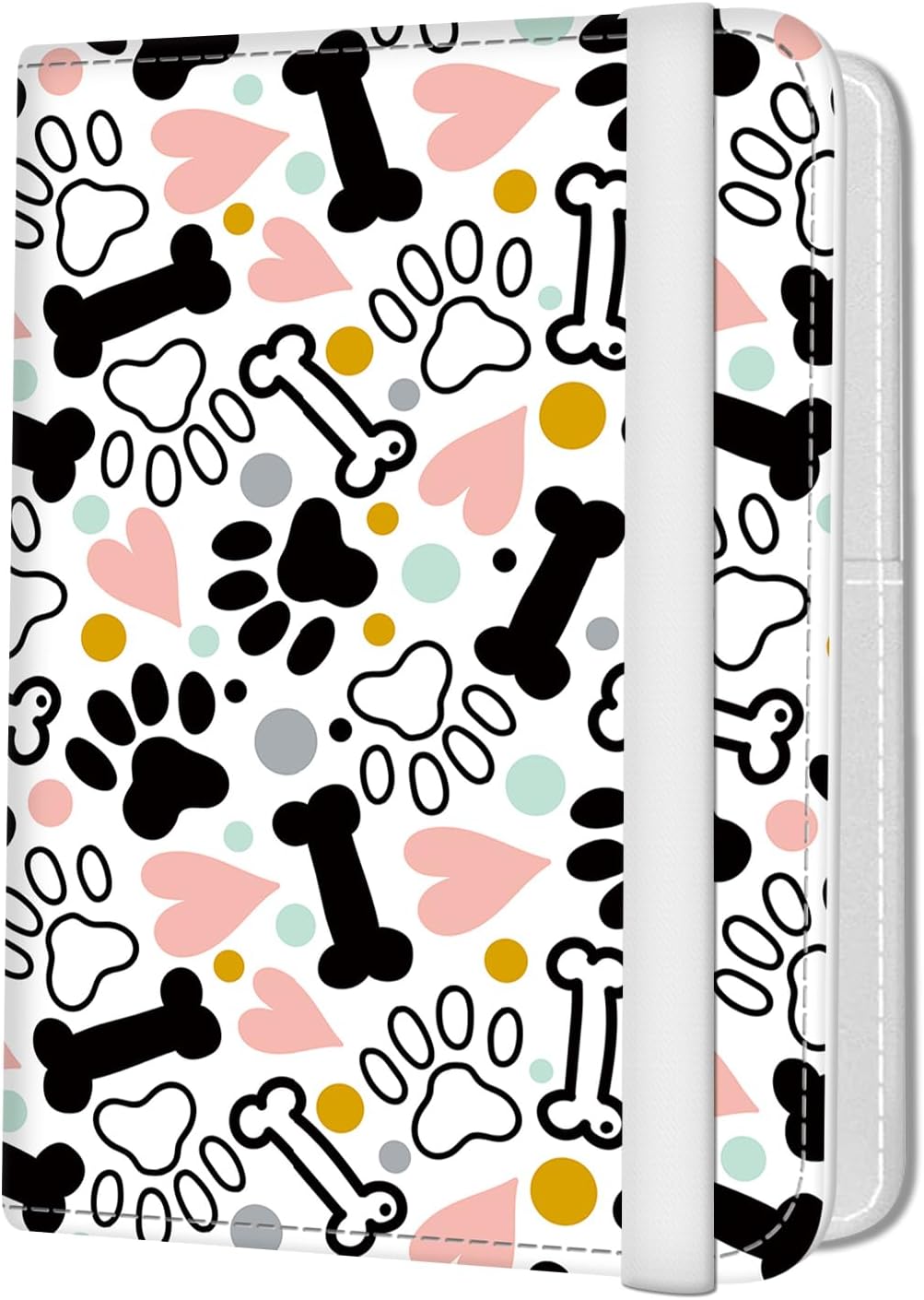 Passport Holder for Travel Essentials, Leather RFID Blocking Passport Wallet Cover Case, Cute Passport Book Holders for Women and Men Cute Dog Paws