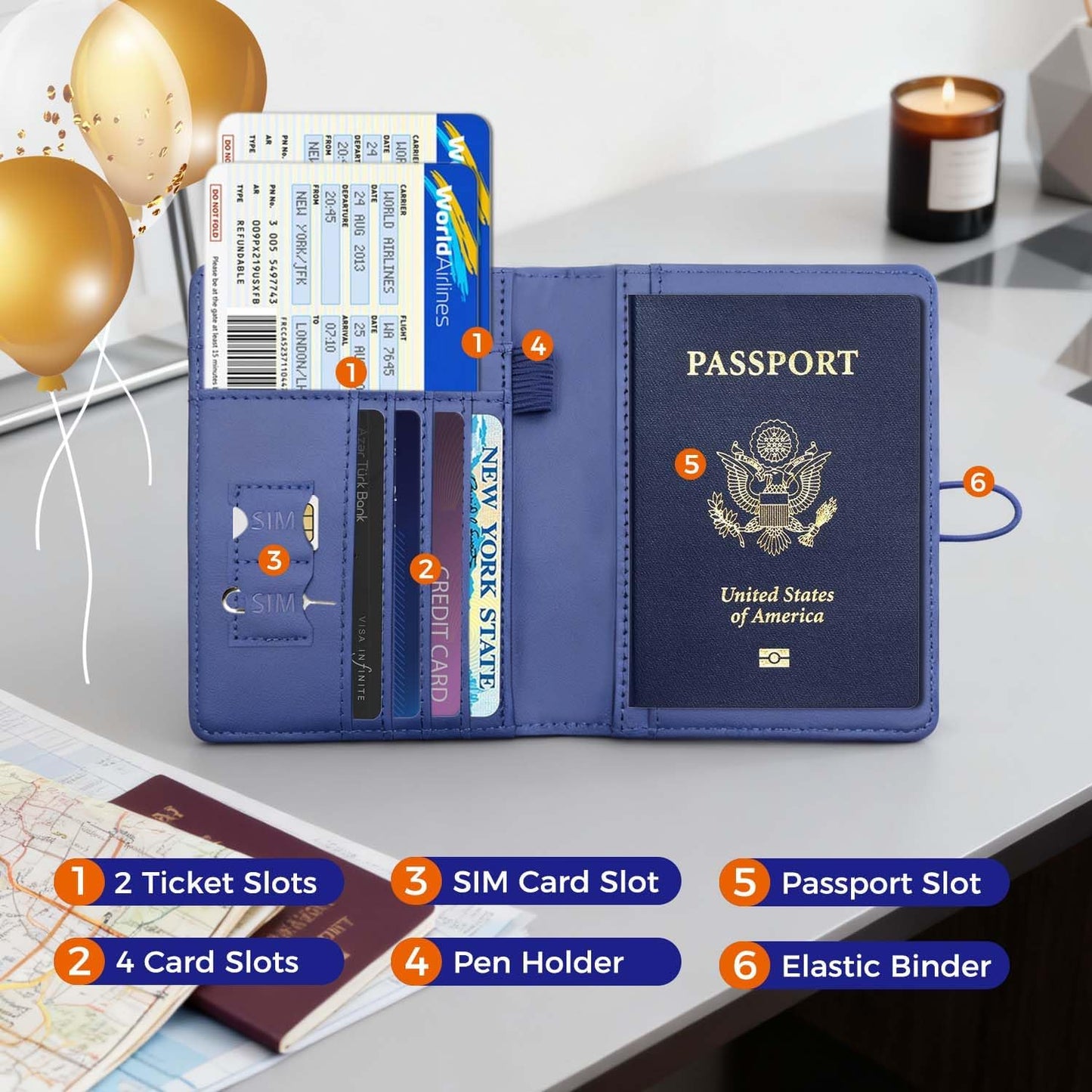 Melsbrinna Passport Holder for Travel,United States 250th Anniversary Passport Holder,Passport Cover Case for Travel,RFID Blocking Travel Wallet Holders for Women and Men (Blue)