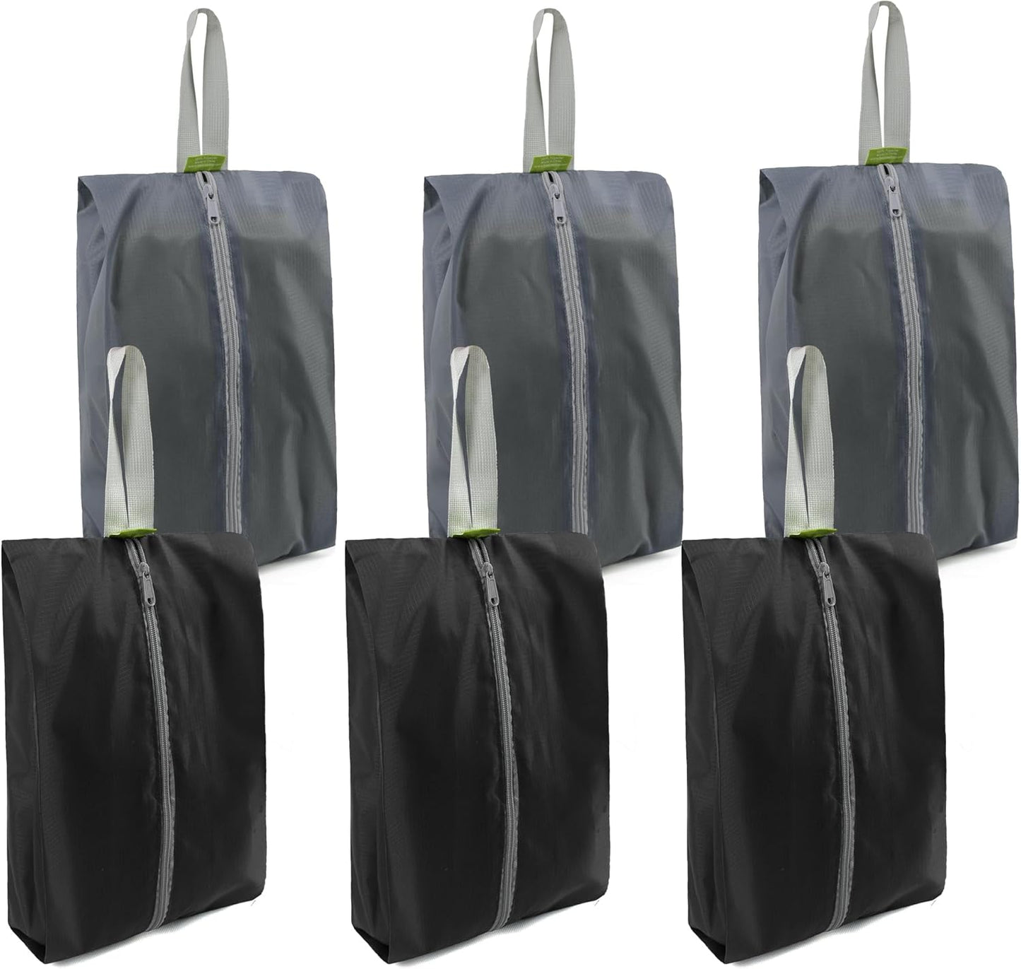 BeeGreen Black Grey Shoe Organizer Set - 6 Pack Shoe Bags For Travel with Zipper Closure and