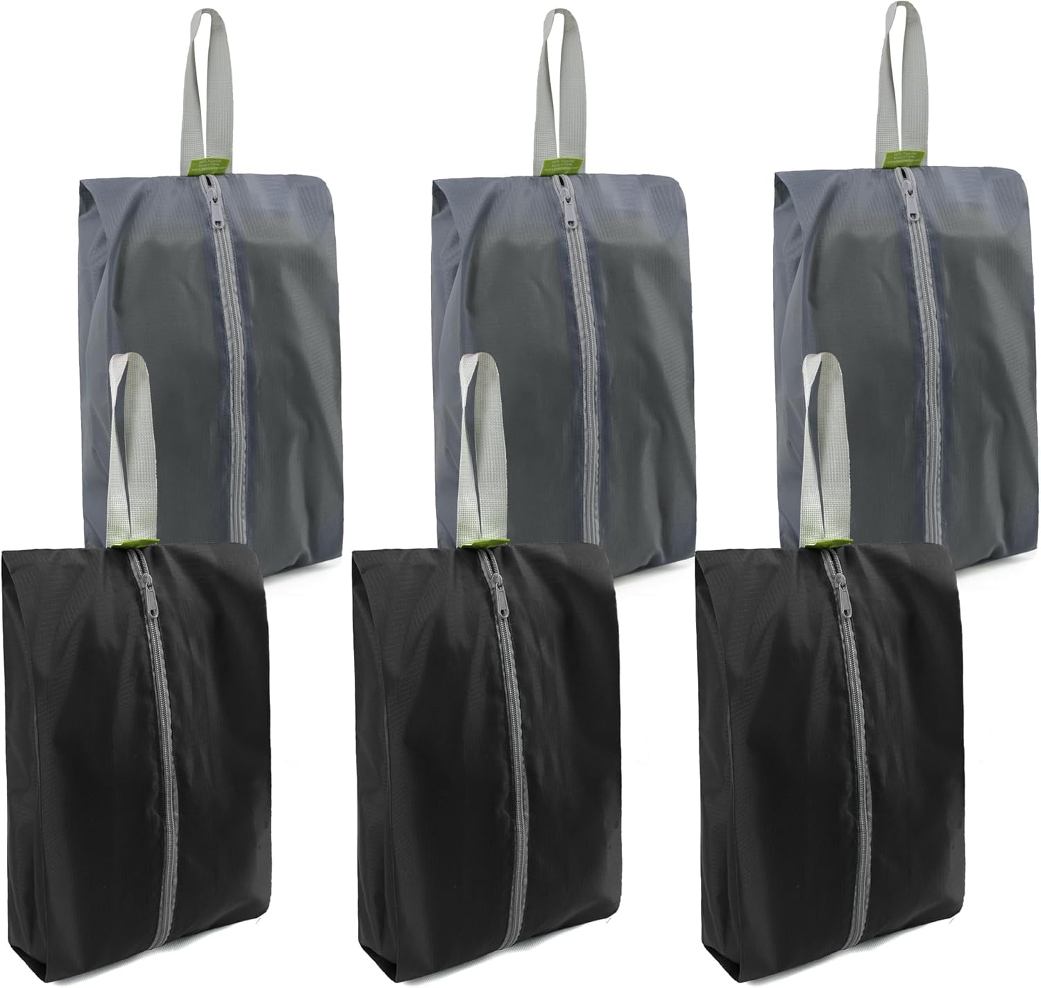 BeeGreen Black Grey Shoe Organizer Set - 6 Pack Shoe Bags For Travel with Zipper Closure and