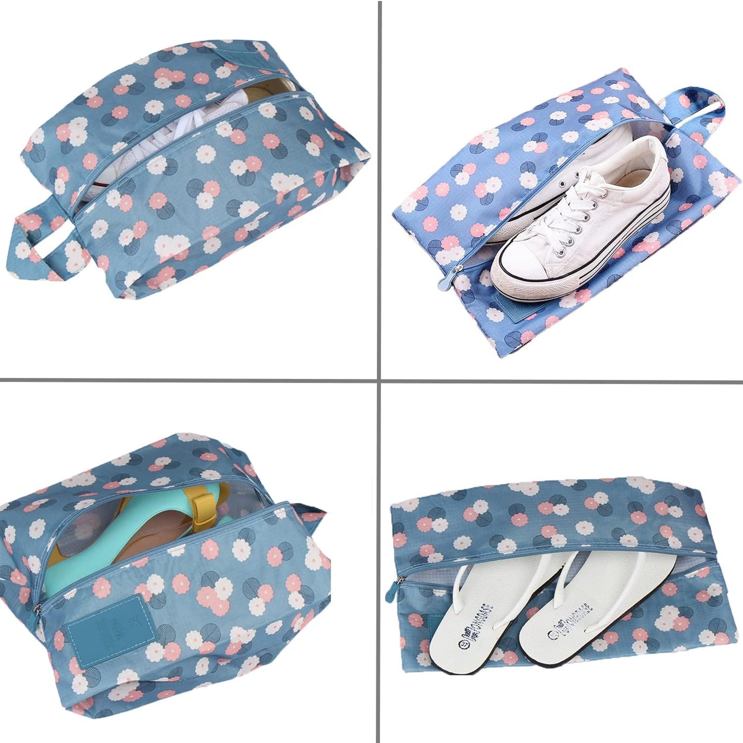 6 Pack Travel Shoe Bags for Women Packing Washable Shoe Travel Bags for High Heels and Boots Daisy Shoes Storage Bags with Zipper for Sneakers and Gym