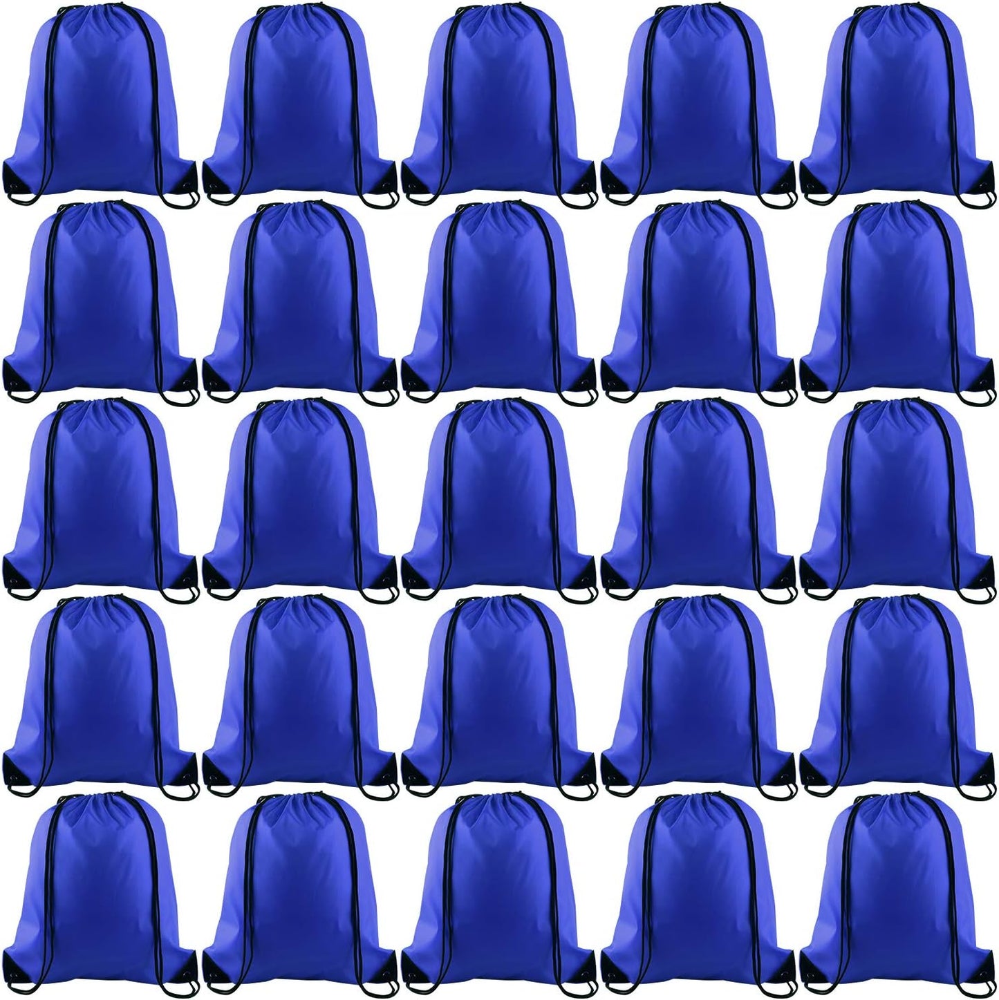 KUUQA 25Pcs Drawstring Backpack Bags String Backpack Sport Bag Sack Cinch Tote Gym Backpack Bulk for Gym Sport Traveling,Royal Blue