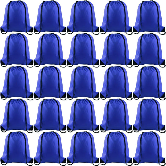 FEPITO 22 Pack Drawstring Bags String Backpack Bulk Sack Cinch Bag Sport Bags for School Gym Traveling (Blue)