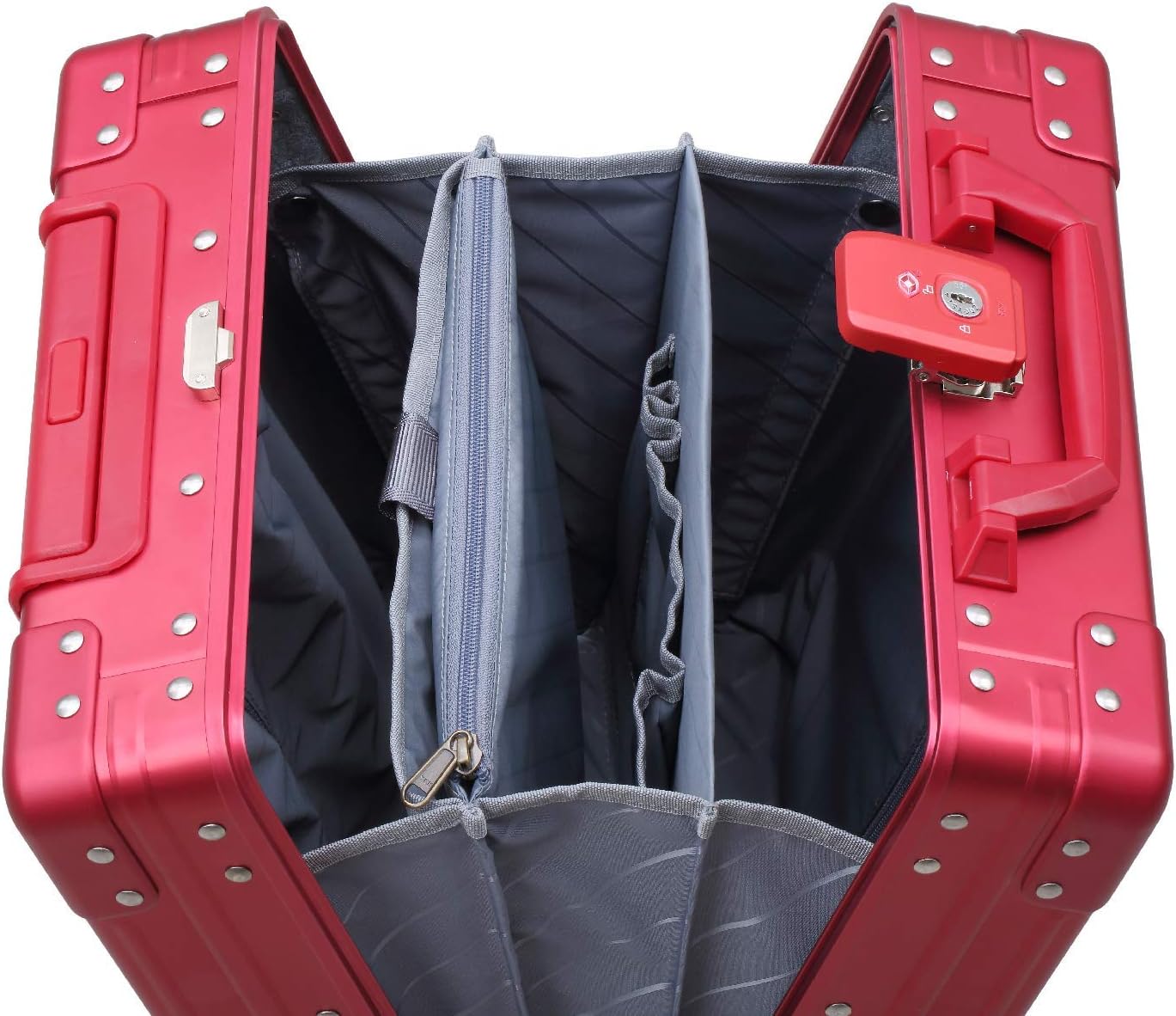 Aleon 16” Aluminum Vertical Underseat Carry-On Luggage - Luxury Business Briefcase with Wheels - Hardshell Suitcase for Airplane Travel (Ruby)
