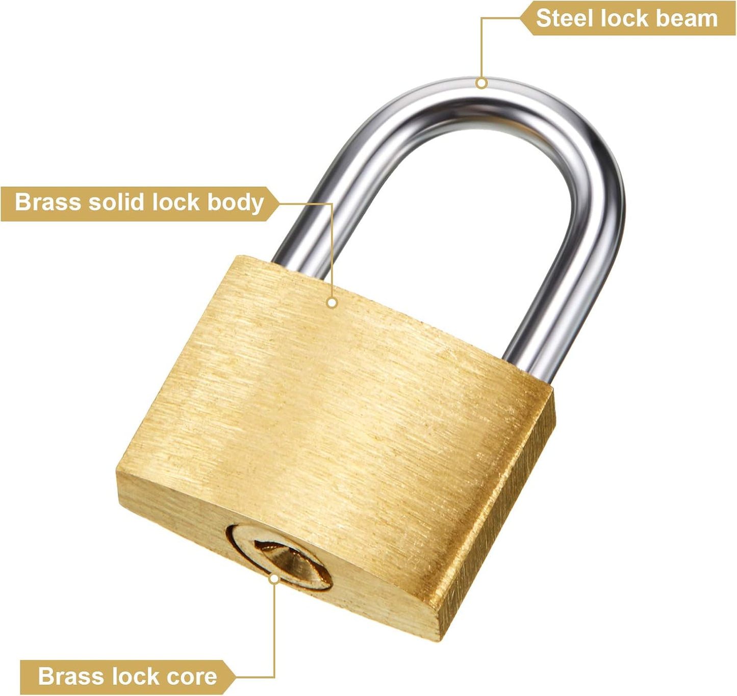 Hotop 24 Pieces Mini Padlock Small Solid Brass Locks 1.25'' with 3 Keys for Luggage, Backpack, Gym, Suitcase, Classroom Matching Game and More