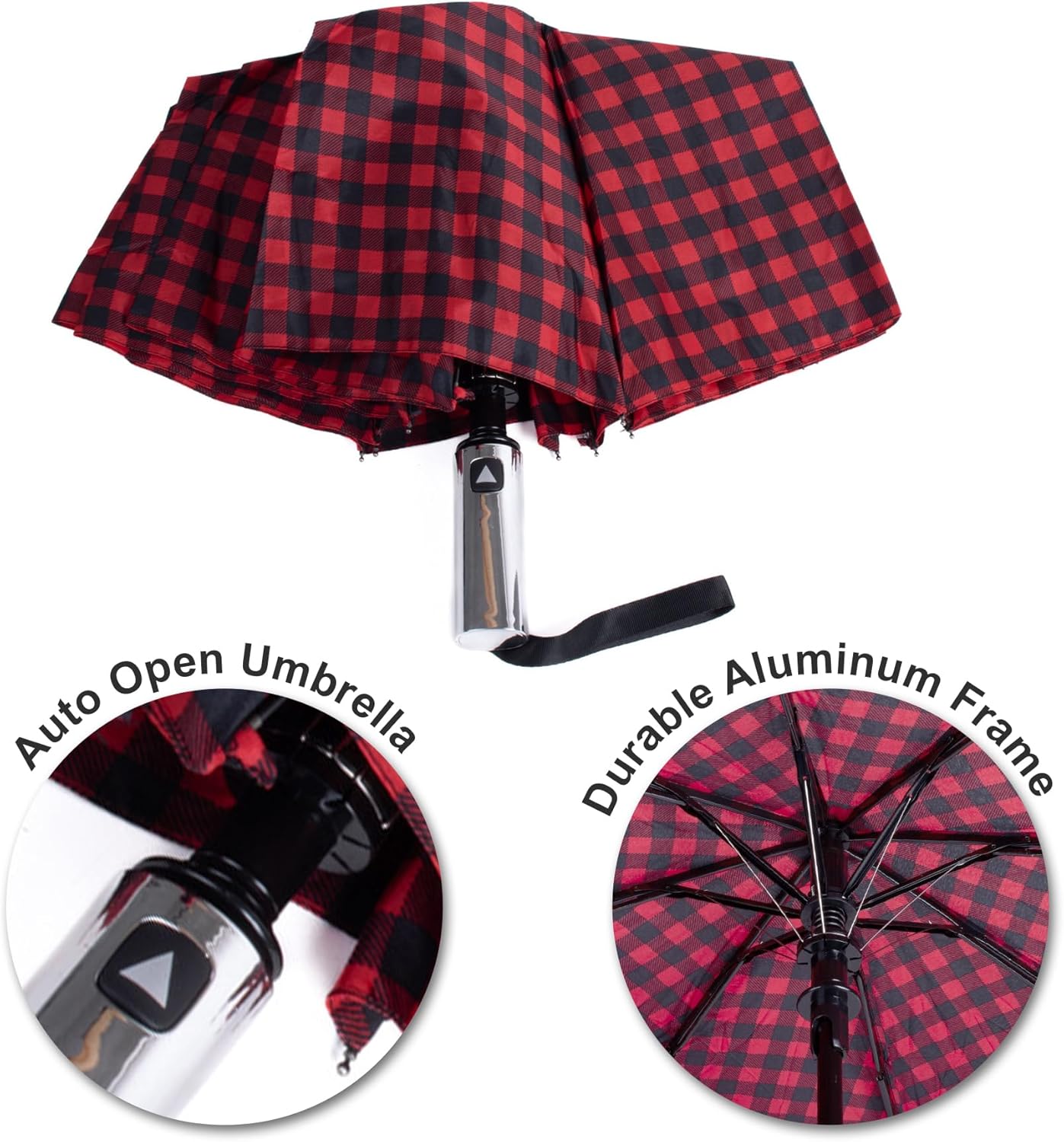 Nollia Windproof Automatic Travel Umbrella, Compact Portable with Reinforced Ribs for Sun & Rain