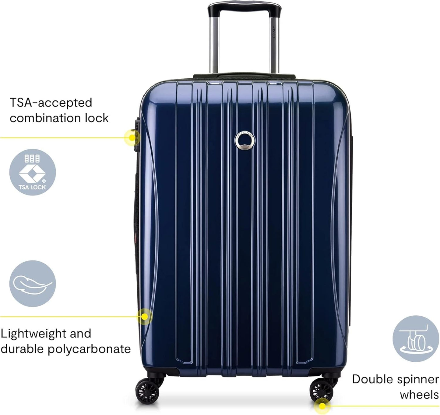 DELSEY PARIS Helium Aero Hardside Expandable Luggage with Spinner Wheels, Titanium, 3-Piece Set (21/24/28)