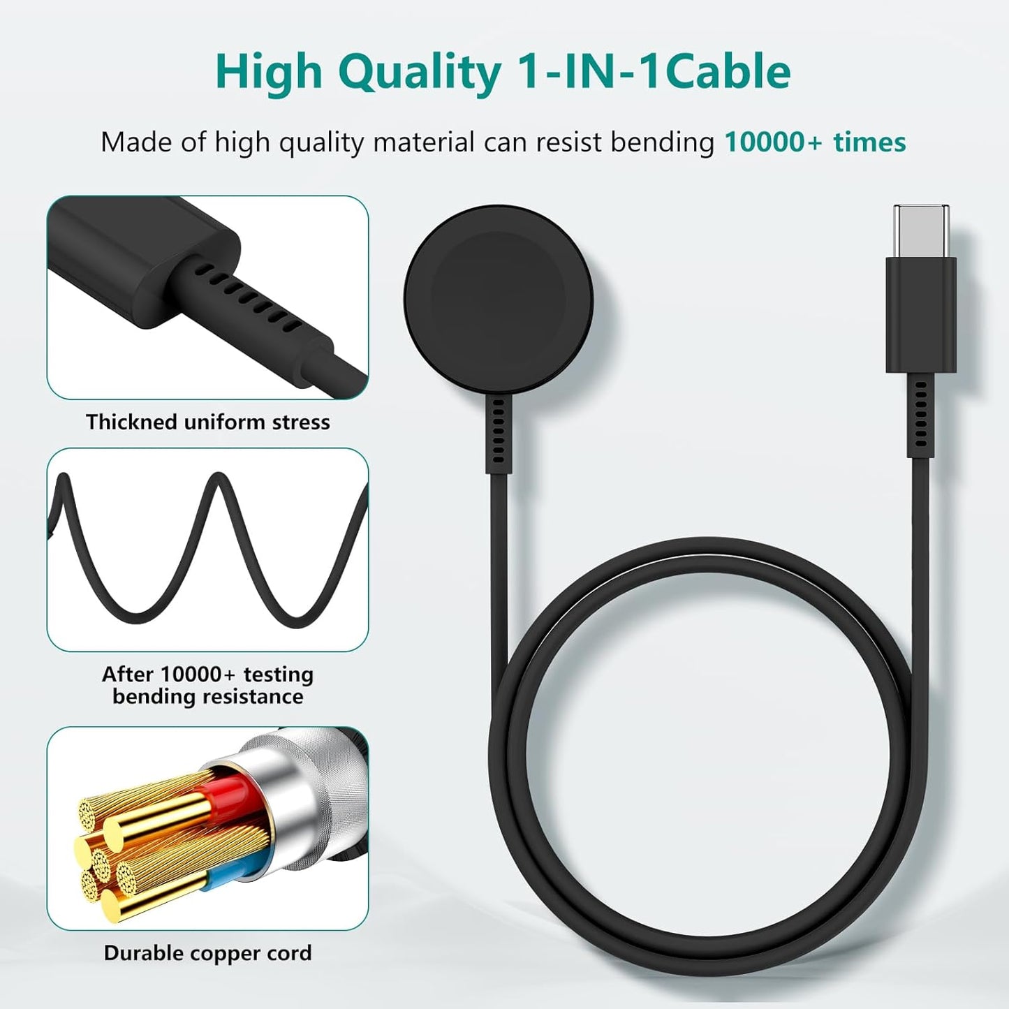Upgraded Apple Watch Charger, Magnetic iWatch Fast Charger to USB C Cable 6ft with USB C Charger Block for iWatch Series Ultra/9/8/7/6/SE/SE2/5/4/3, Black