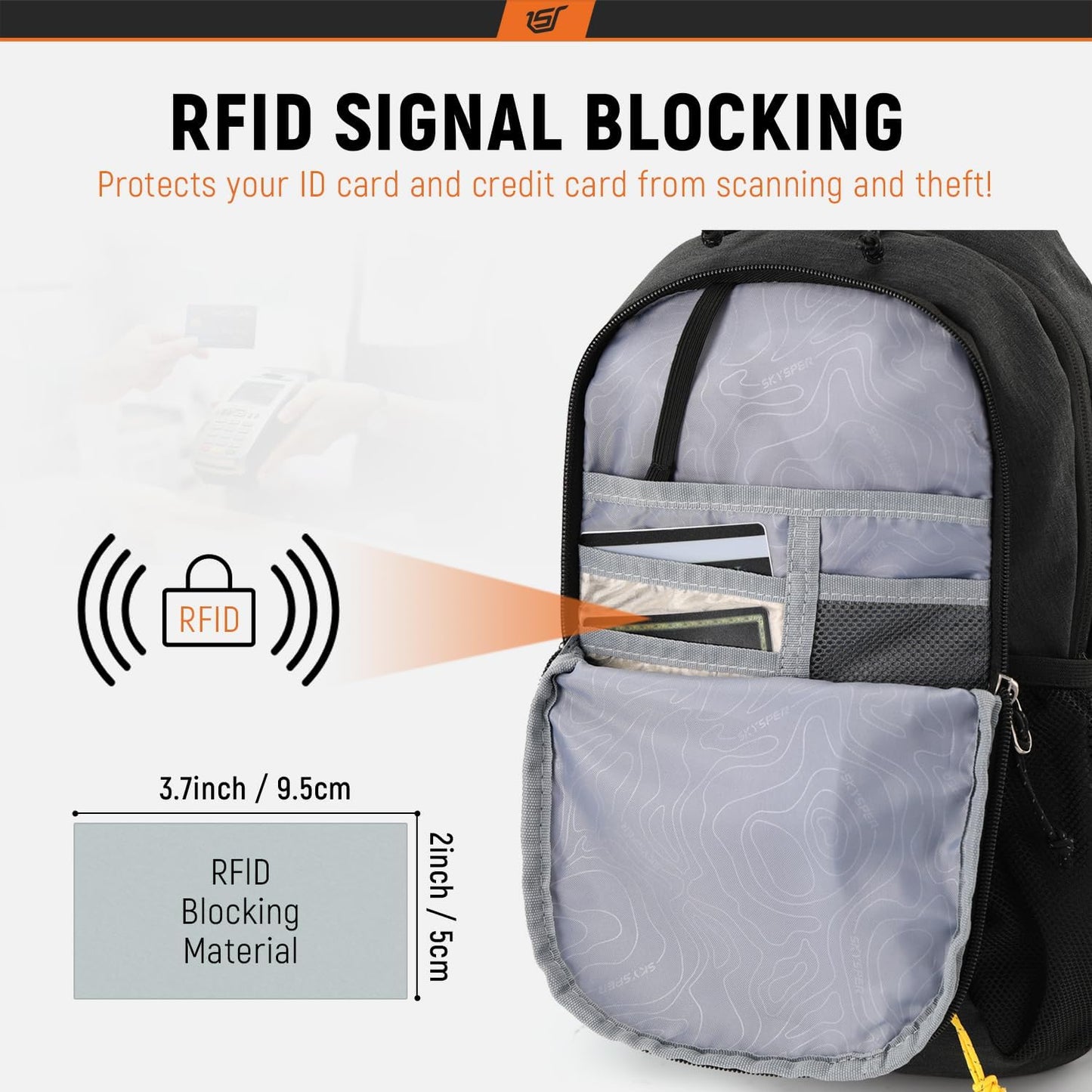 SKYSPER Sling Backpack with RFID Pocket Lightweight Crossbody Bag for Hiking Travel Shoulder Chest Bag for Men Women