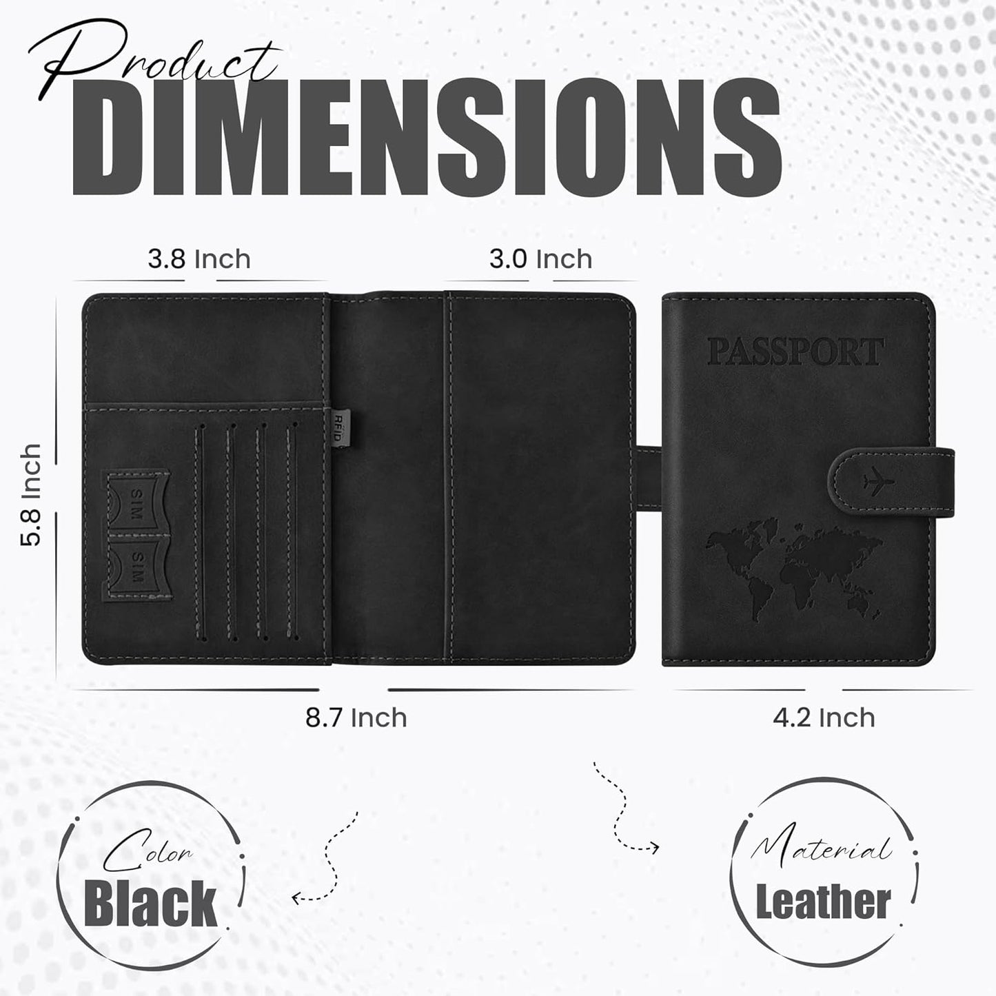 Passport Holder for Travel Essentials, Passport Wallet Cover Case for Travel Must Haves Accessories,Passport Book Holders for Women and Men BLACK (BLACK)