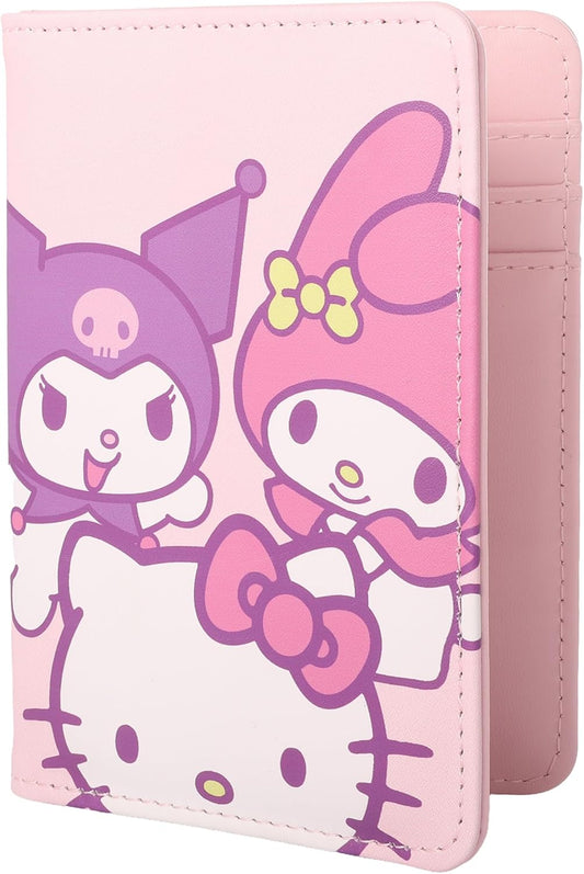 Hello Kitty and Friends Pink Passport Holder for Travel Official License, Sanrio Passport Cover for Women