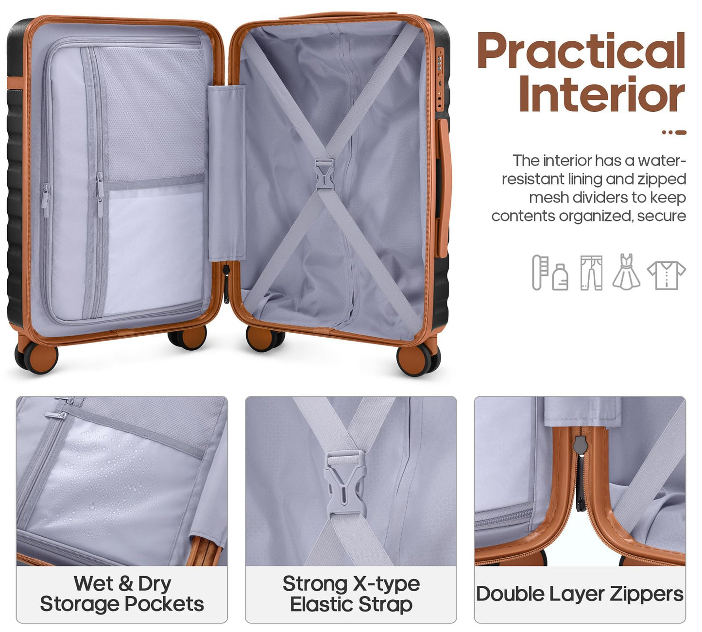 UKEIN Luggage Sets 3Piece, Carry On Luggage 20in Suitcase Set With Backpack