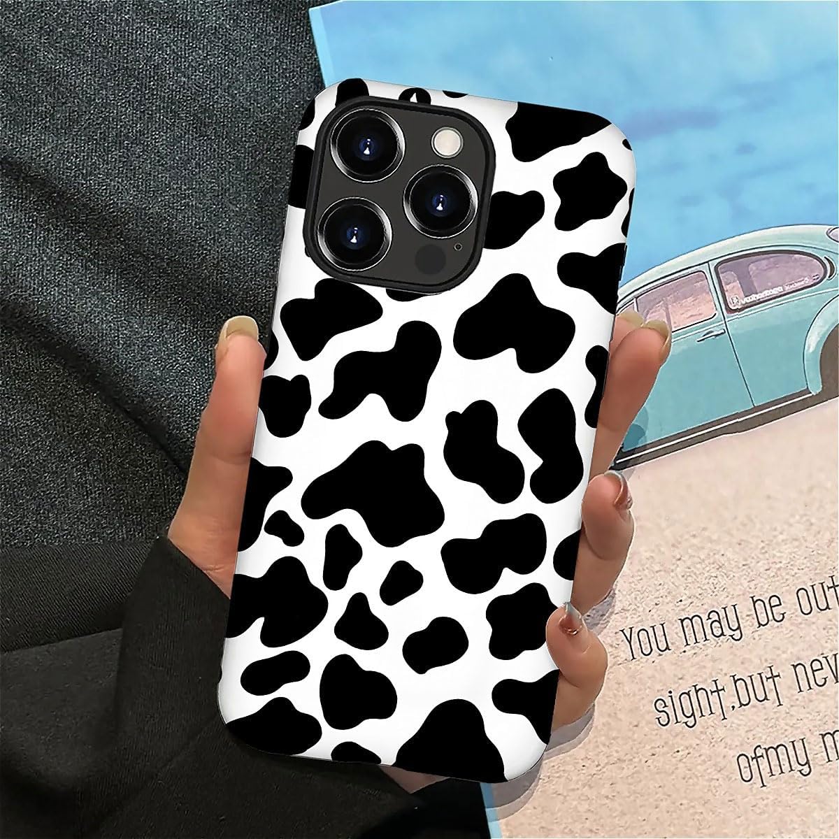 SEized Case Compatible with for iPhone 16 Pro Max,Black White Cow Pattern Phone Case for Girl Women Boy Men,Durable Protection Phone Case for iPhone 16 Pro Max