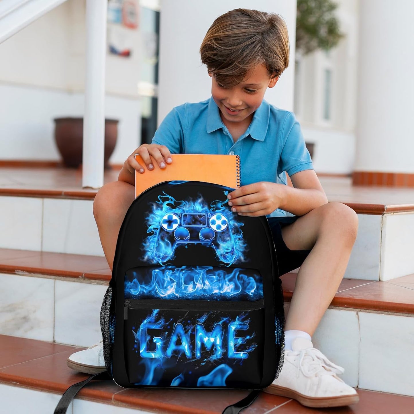 Gaming Kids Backpack for Boys Girls Gamepad Elementary Schoolbag Kindergarten Gamer Bookbags Preschool Toddler Book Bags Travel Bag Hiking Camping Rucksack Daypack for Students Back to School Gifts