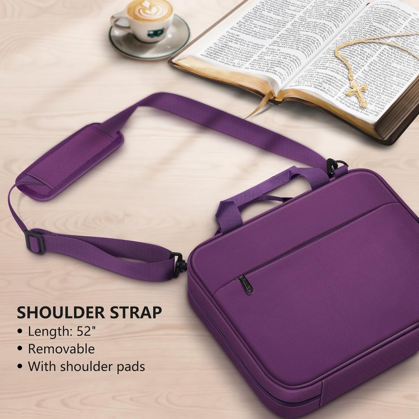 FINPAC Large Bible Cover, Carrying Book Case Church Bag Bible Protective with Zippered Pocket and