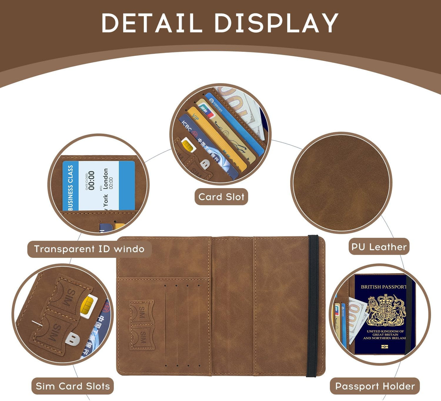 ILIYAH-Passport Cover-Passport Holder Travel Wallet-RFID-Blocking Passport Case Travel Accessories Card Holder Wallet Unisex Travel Gifts（Brown）