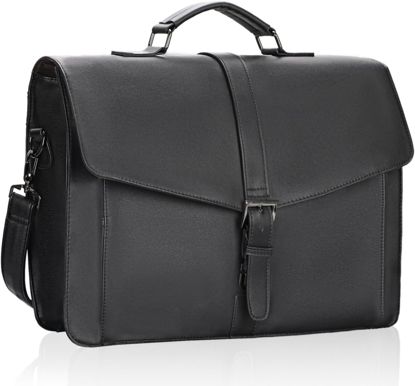 ESTARER Men's Leather Briefcase 17.3 Inch Laptop Computer Bag for Office/Business/Travel, Large Satchel Professional Leather Messenger Shoulder Bag, Black