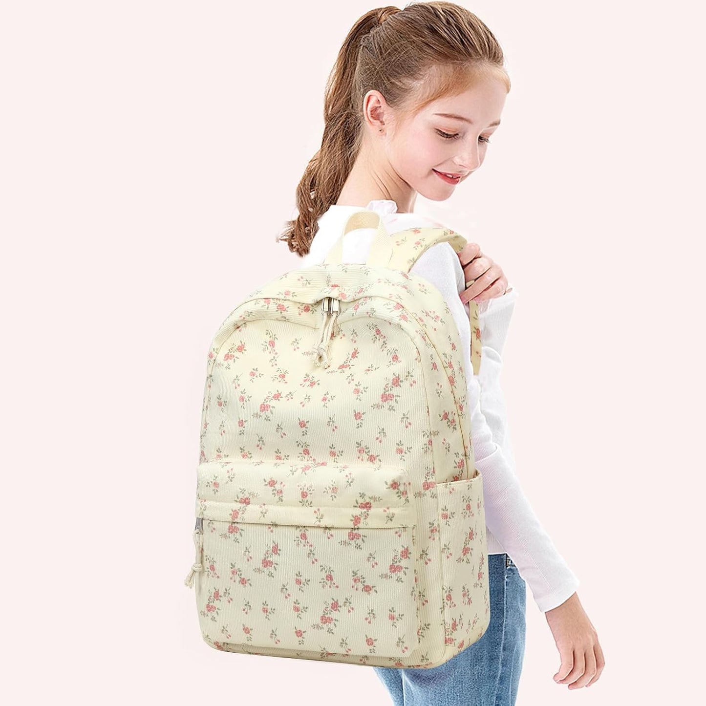 School Backpack for Teen Girls Bookbags Elementary High School Corduroy Laptop Bags Women Travel Daypacks