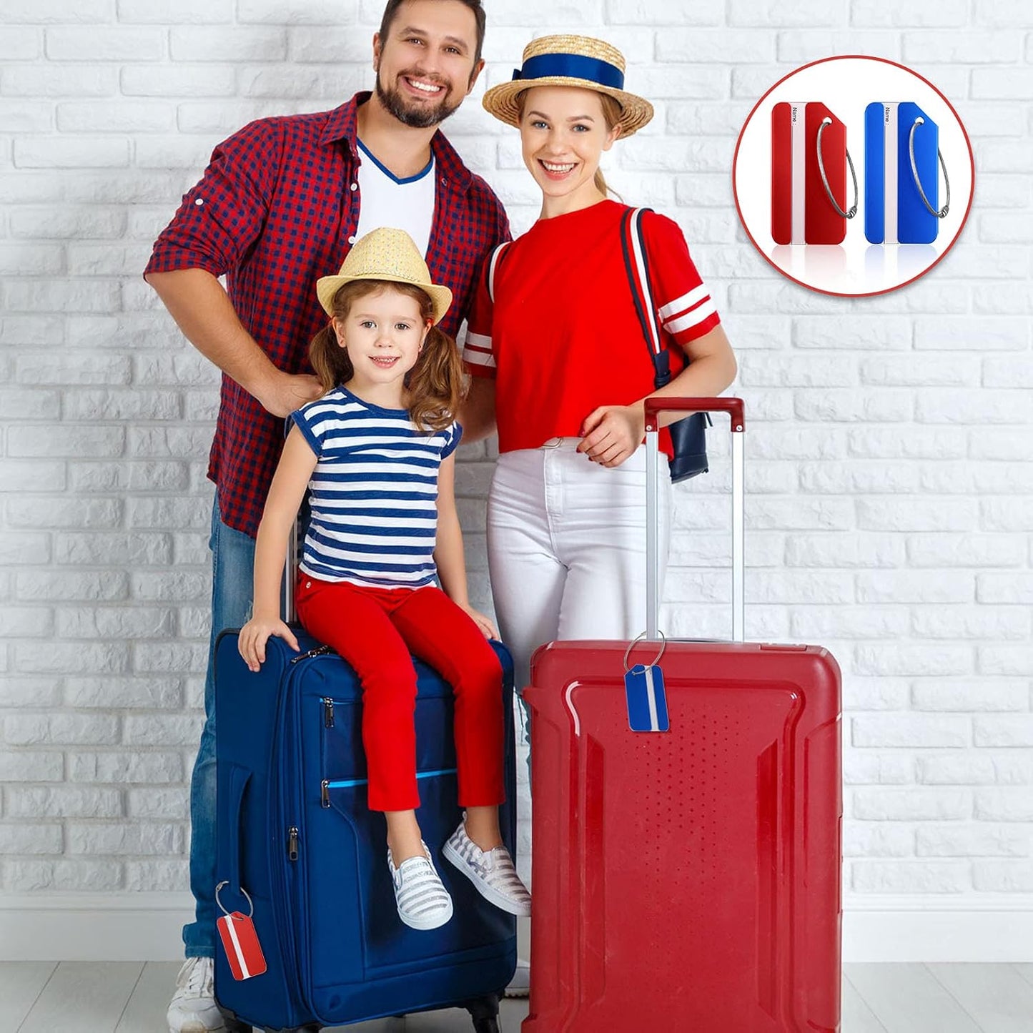 12 Pieces Luggage Tags Business Card Holder Aluminum Metal Travel ID Bag Tag for Suitcases Travel Luggage Baggage Identifier(Red, Silver, Black, Blue, Purple, Gold)