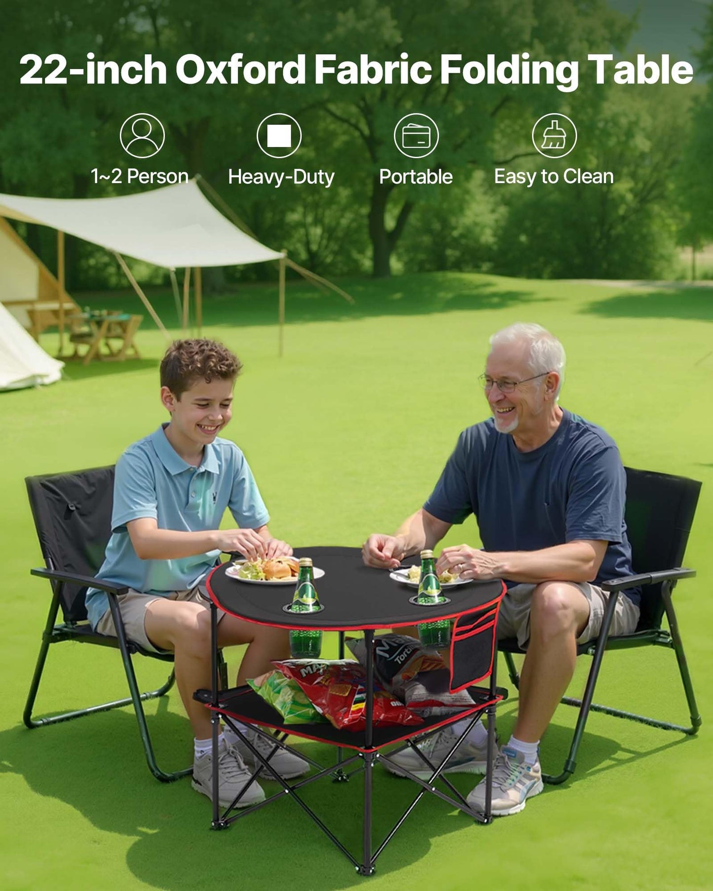 VEVOR Folding Camping Table, Portable Outdoor Lightweight Picnic Table, 600D Oxford Fabric