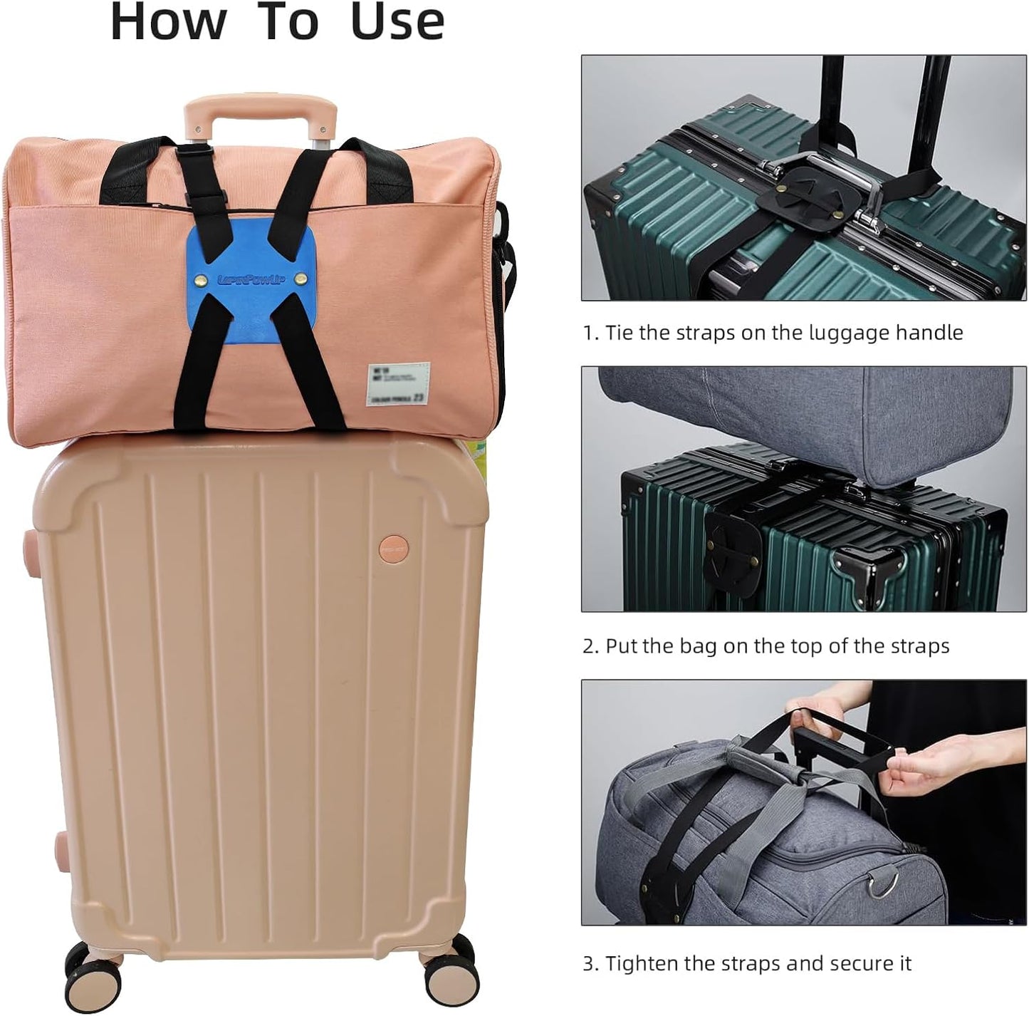 Luggage Straps Bag Bungees, Adjustable TSA-Approved – High Elastic Suitcase Belt for Securing Carry-On (1 Pack Blue)