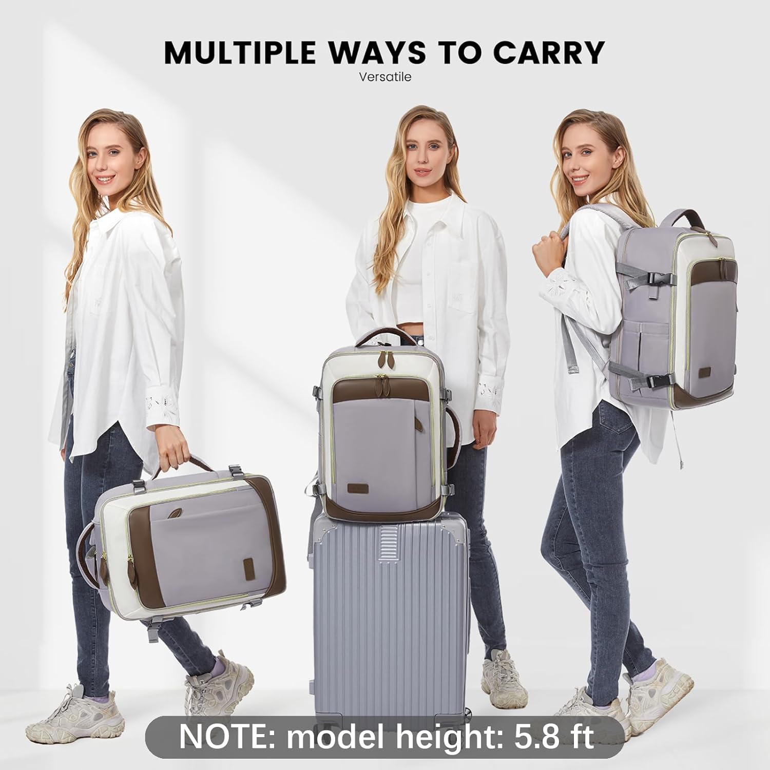 LOVEVOOK Travel Backpack for Women, 40L Carry On Backpack with 3 Packing Cubes,TSA Personal Item