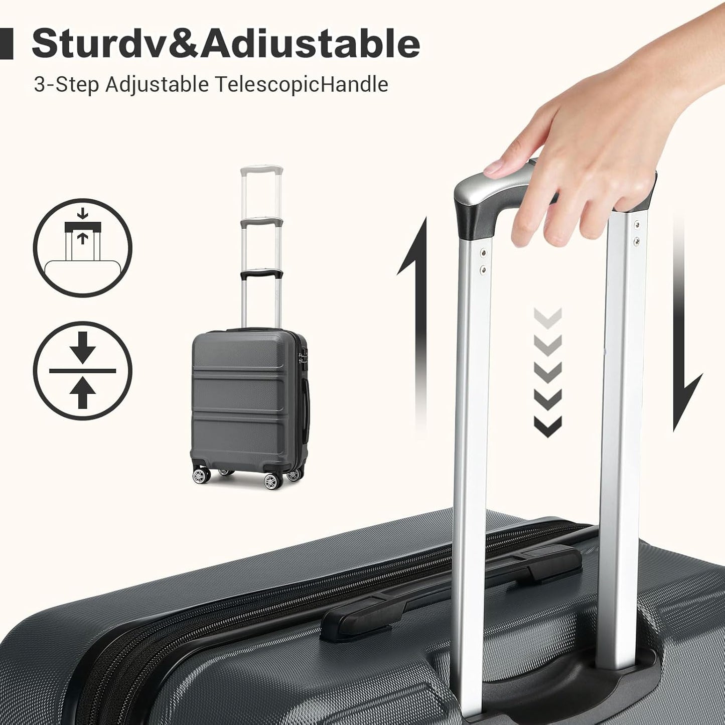 Kono Luggage 3 Piece Set Suitcase Spinner Hardshell Lightweight TSA Lock For Men Women(grey, 3 piece set(20in24in28in))