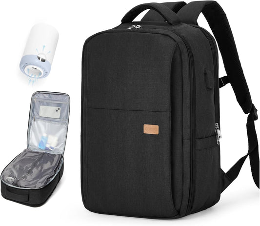 suwasp Vacuum Backpack Travel with Pump, mochila de viaje compresion al vacio for Women Men, Large Storage Vacuum Bags for Travel Backpack Personal Item Carry On Backpacks Flight Approved, Black