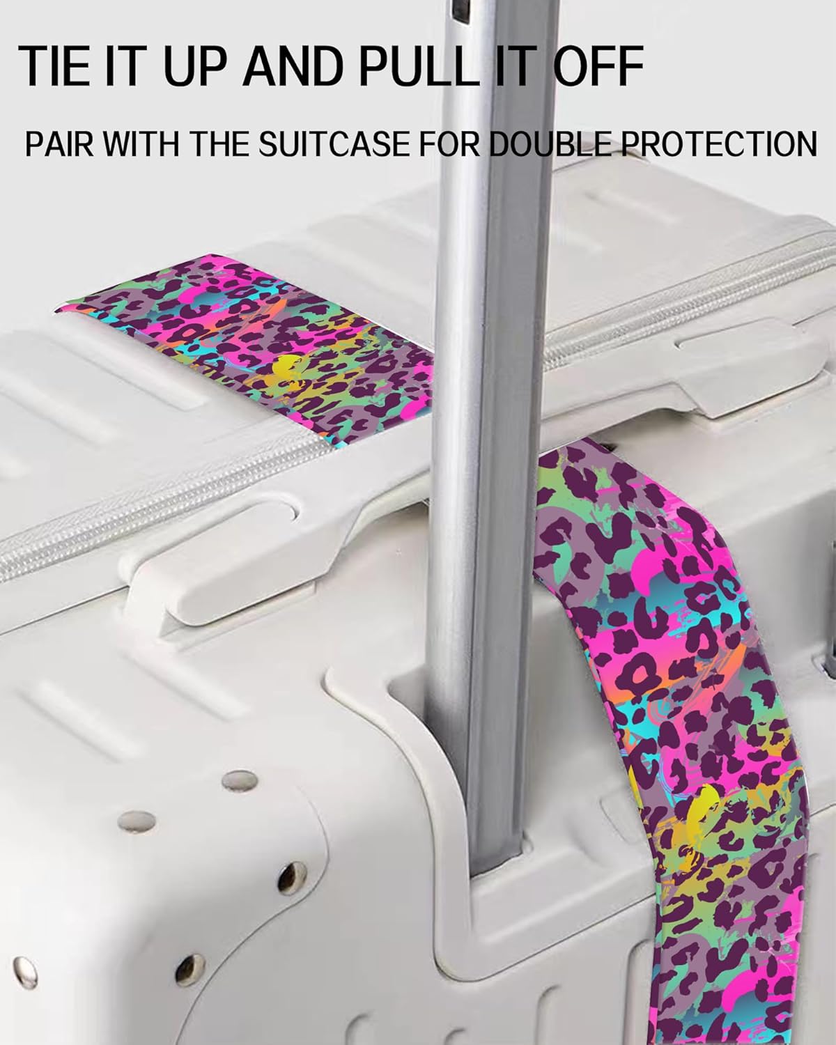 Luggage Straps for Suitcases, Adjustable Travel Belt, Durable Wide Luggage Strap, Cute Suitcase Strap Identifiers with Buckle, Bag Straps for Luggage, Cute Colorful Leopard