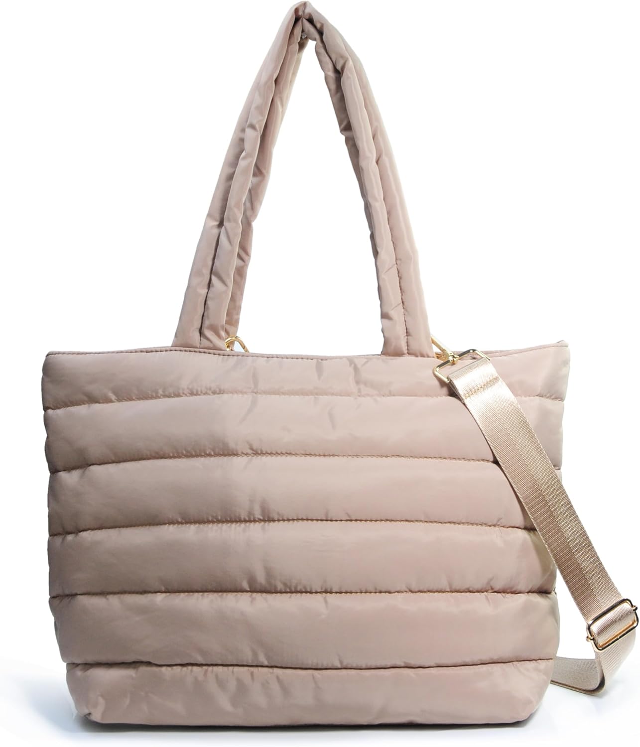 HOXIS Puffer Tote for Women Quilted Shoulder Handbag Lightweight Weekender Bag Purse for Work Travel Gym Shop