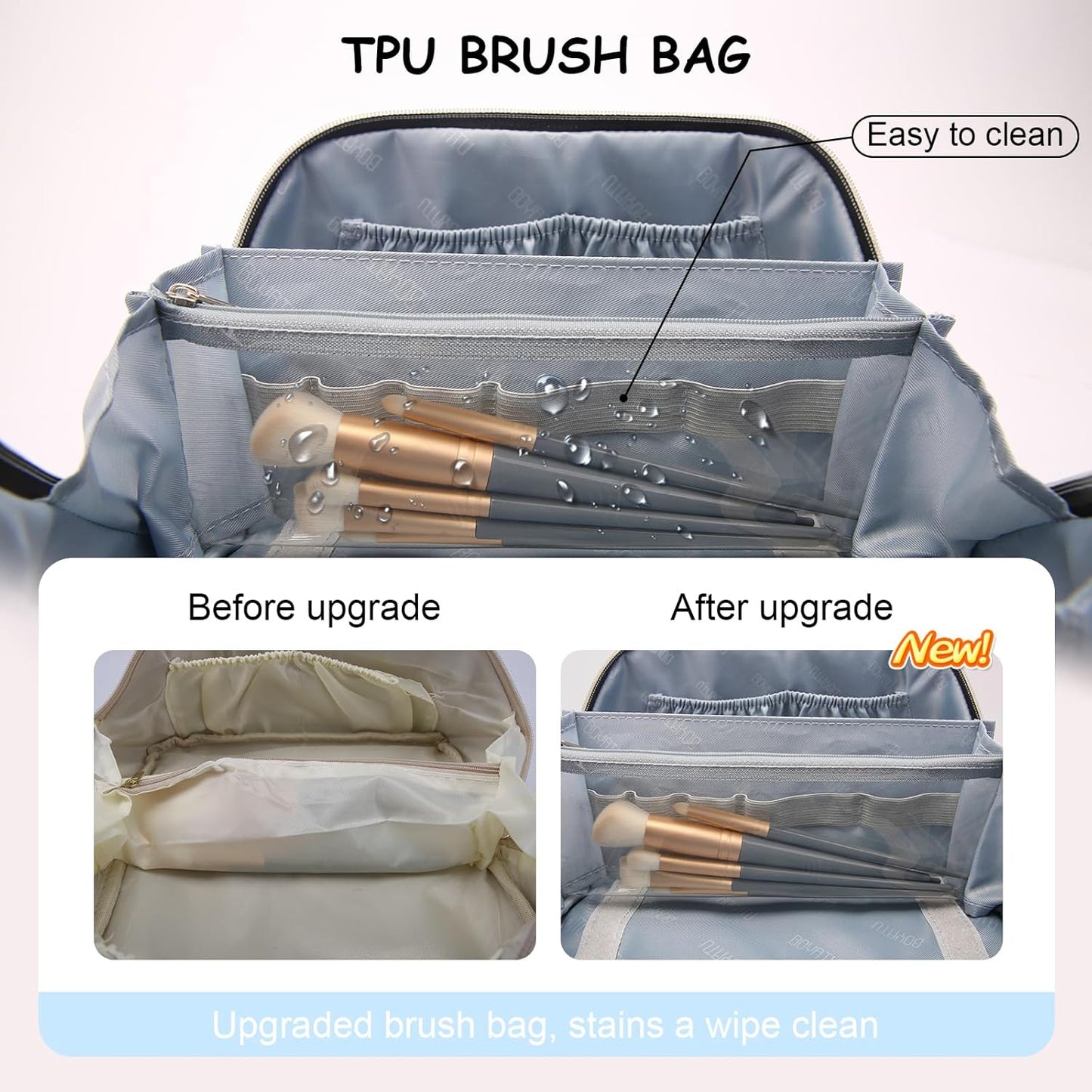 BOYATU Travel Makeup Bag for Women: Western Boho Make up Bag Set of 3 - Large Capacity Vegan