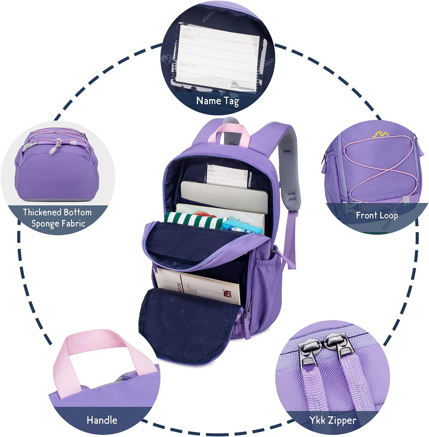 MOUNTAINTOP Kids Backpack for Boys Girls Elementary Kindergarten School Bag Lightweight Children