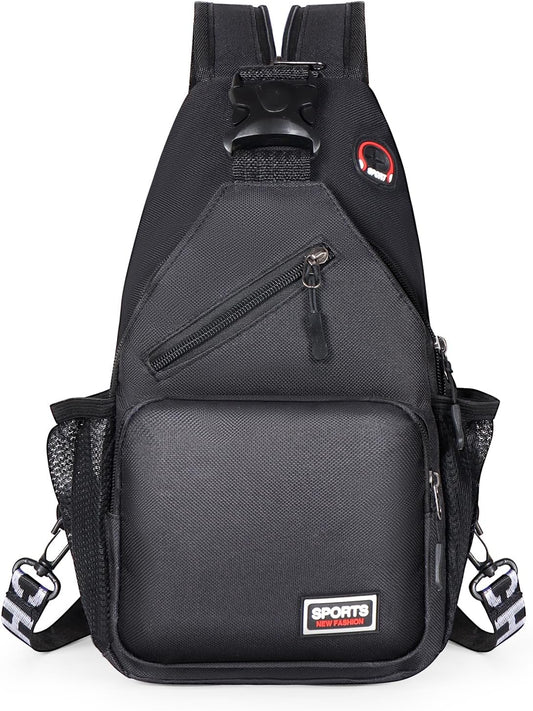 Sling Bag for Women Man Sling Backpack with Convertible Shoulder Strap Casual Backpack Daypack for Travel, Hiking and Daily Commute (Black, Small)