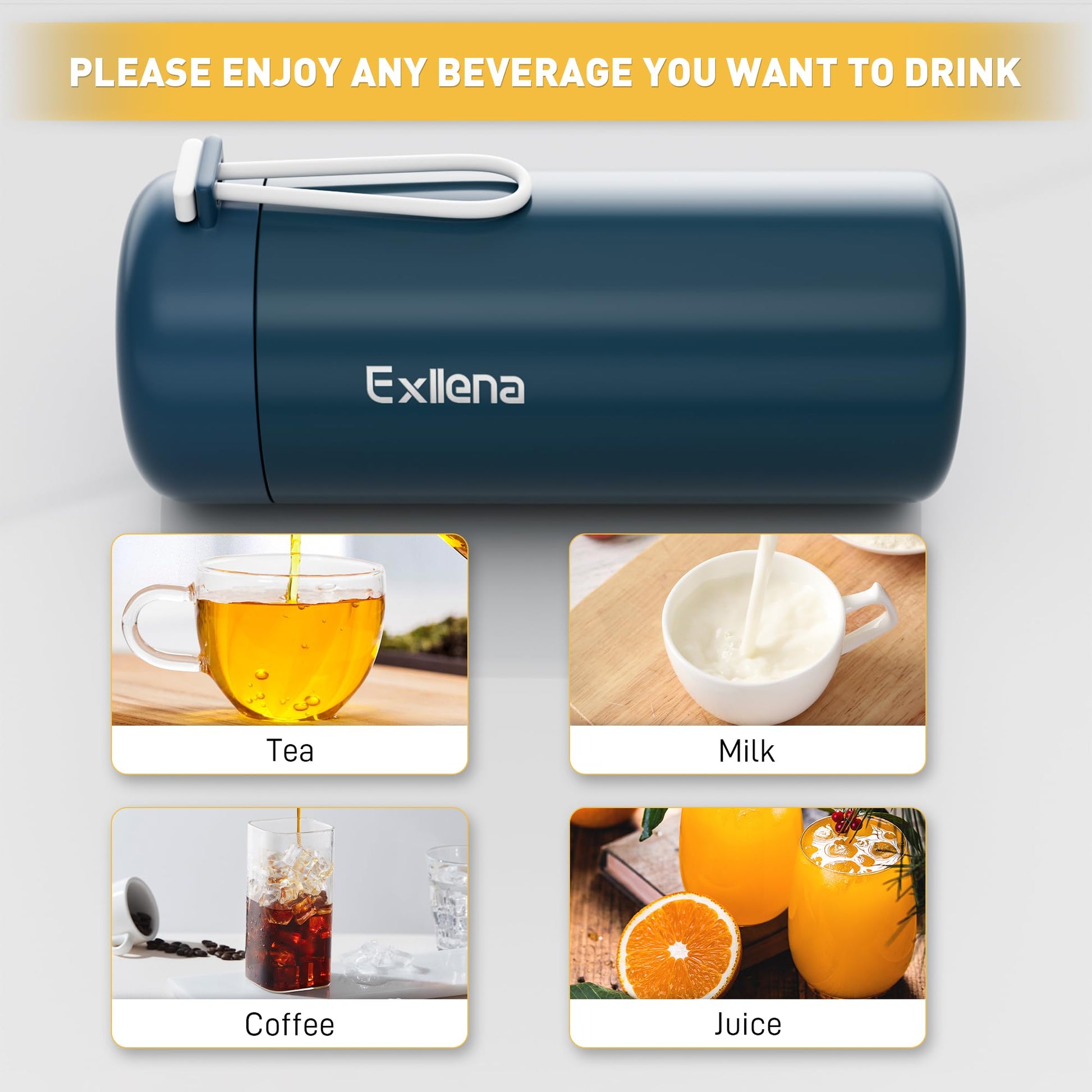 Exllena Small Water Bottle 10oz, Small Insulated Water Bottle for Hot&Cold Drinks, Water Bottle