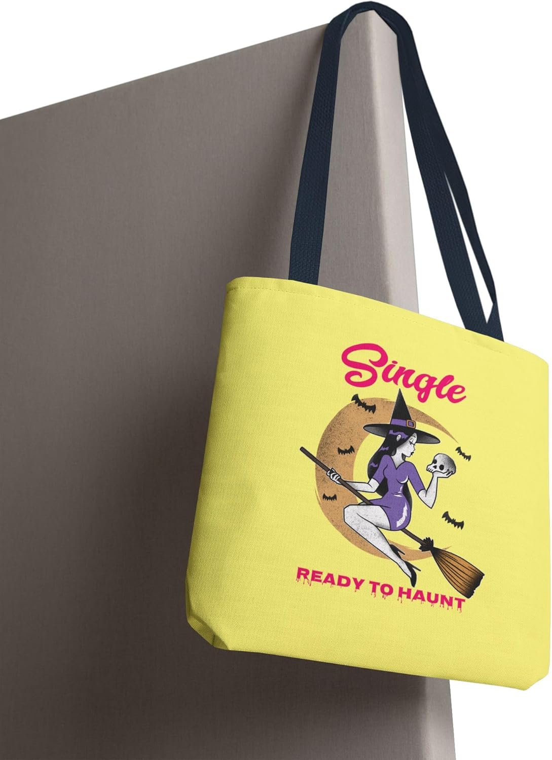 Single and Ready to Haunt Tote Bag, Halloween Tote for Singles, Witchy Accessories, Breakup Gift