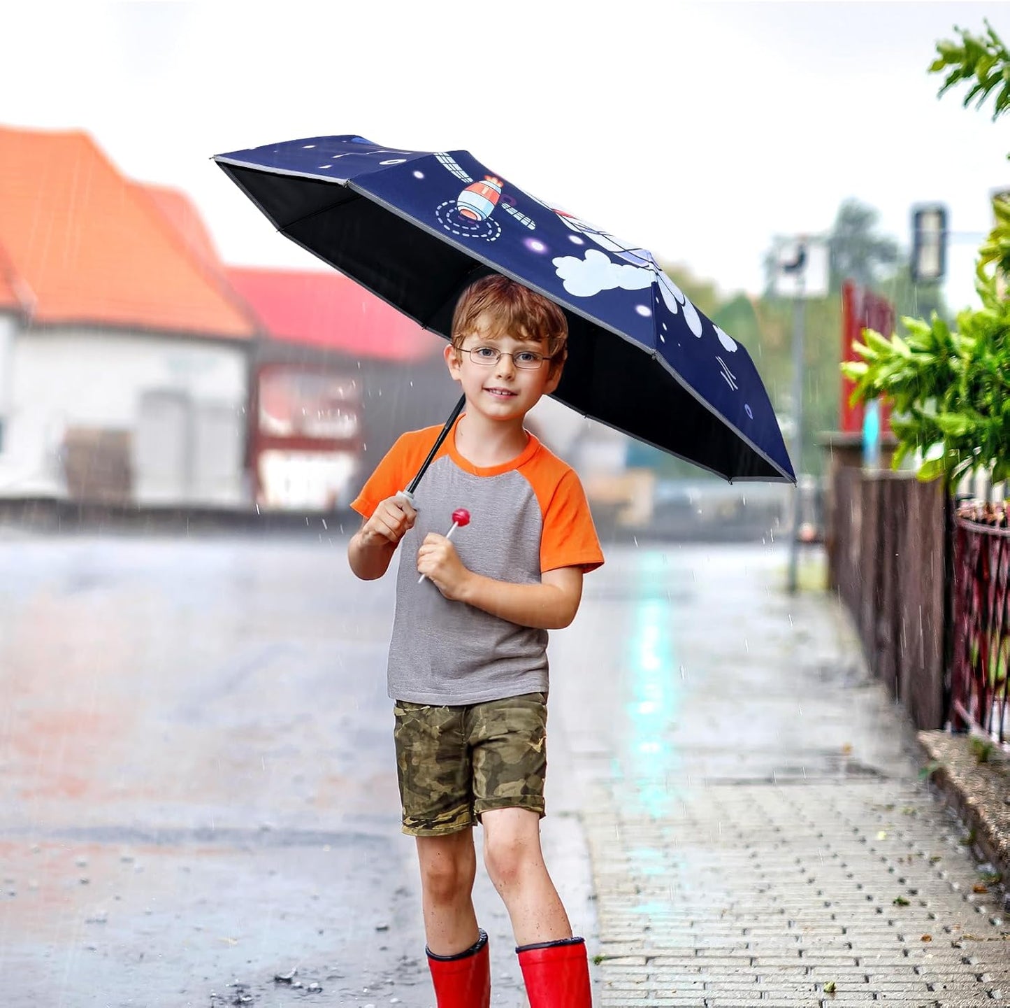 Kids Folding Umbrella Toddler Umbrella with UV Protection Portable Auto Open/Close Anti-rebound Safe Design Windproof, Compact, Lightweight Cute Umbrella for Girls & Boy