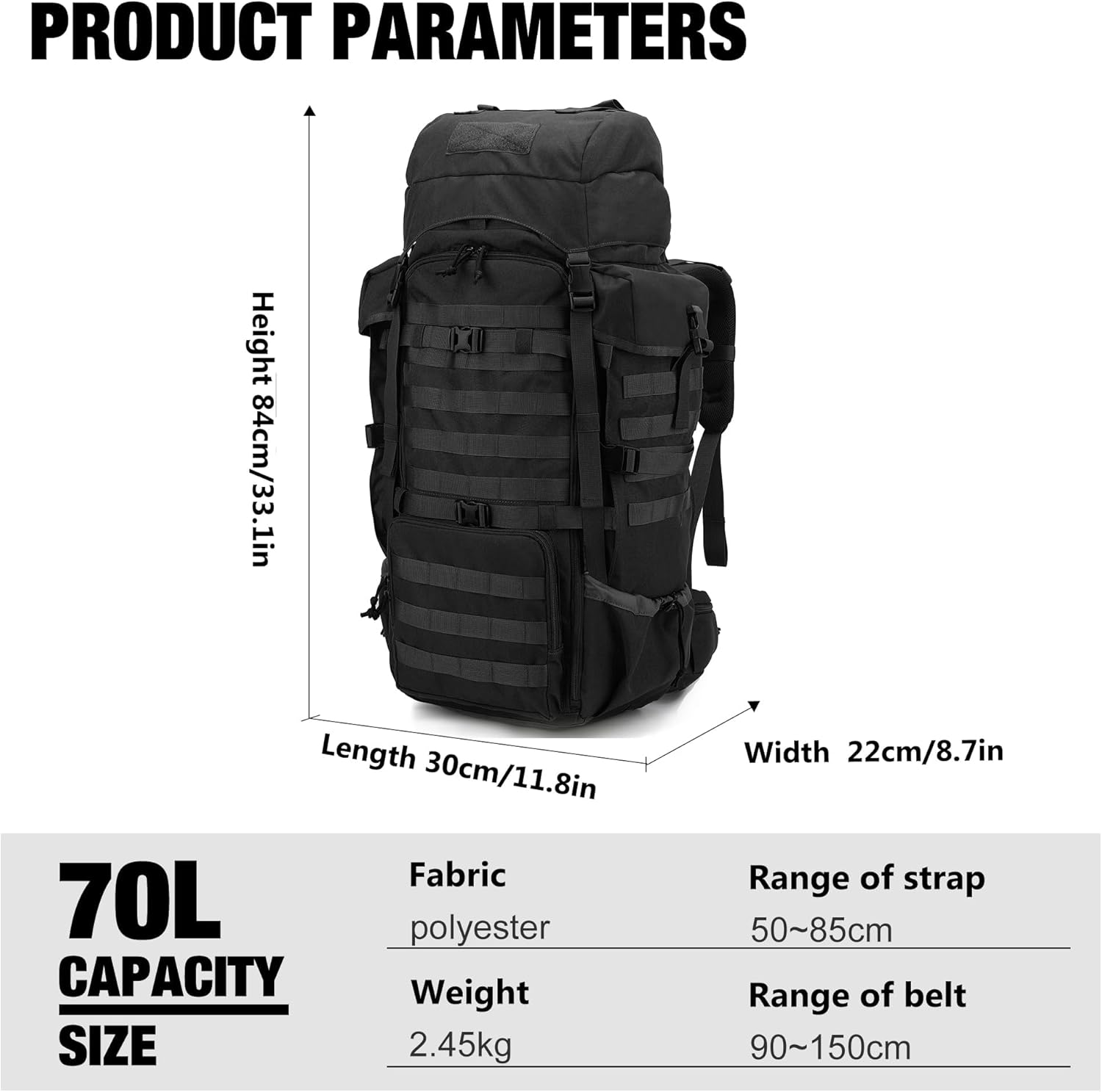 Mardingtop 70L Internal Frame Backpack for Hunting,Camping,Hiking Backpacking Backpack with Rain