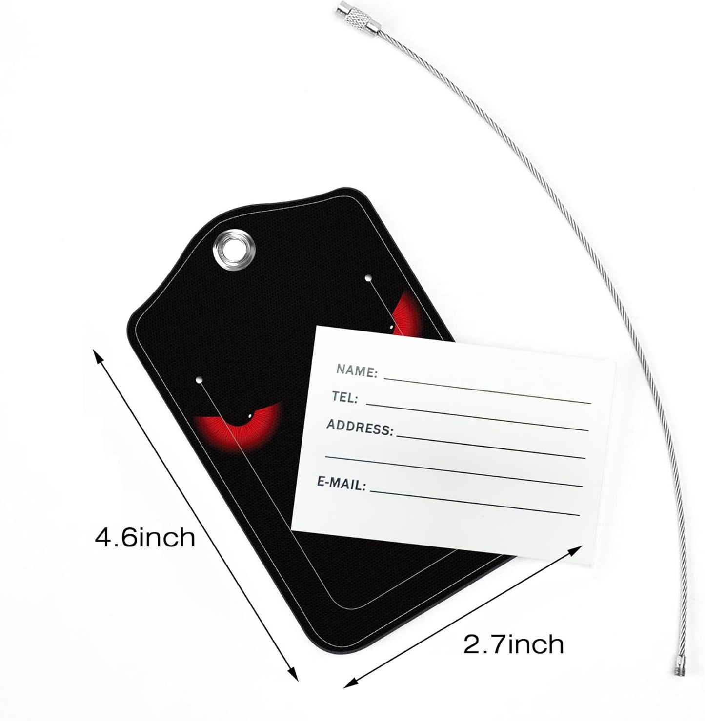 2 Pack Luggage Tags,Scary Eyes PU Leather Idea Baggage Tag with ID Labels Privacy Cover Metal Ring Men and Women Travel Bag Labels