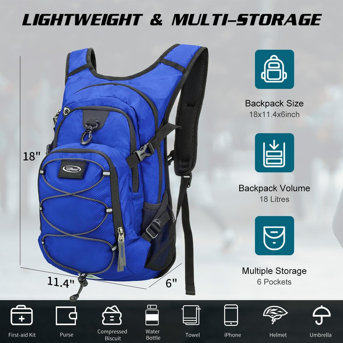 Hydration Backpack with 3L Water Bladder, Insulated Running Hydration Pack Hydropack, Lightweight Water Backpack for Hiking Cycling Camping Biking for Men Women