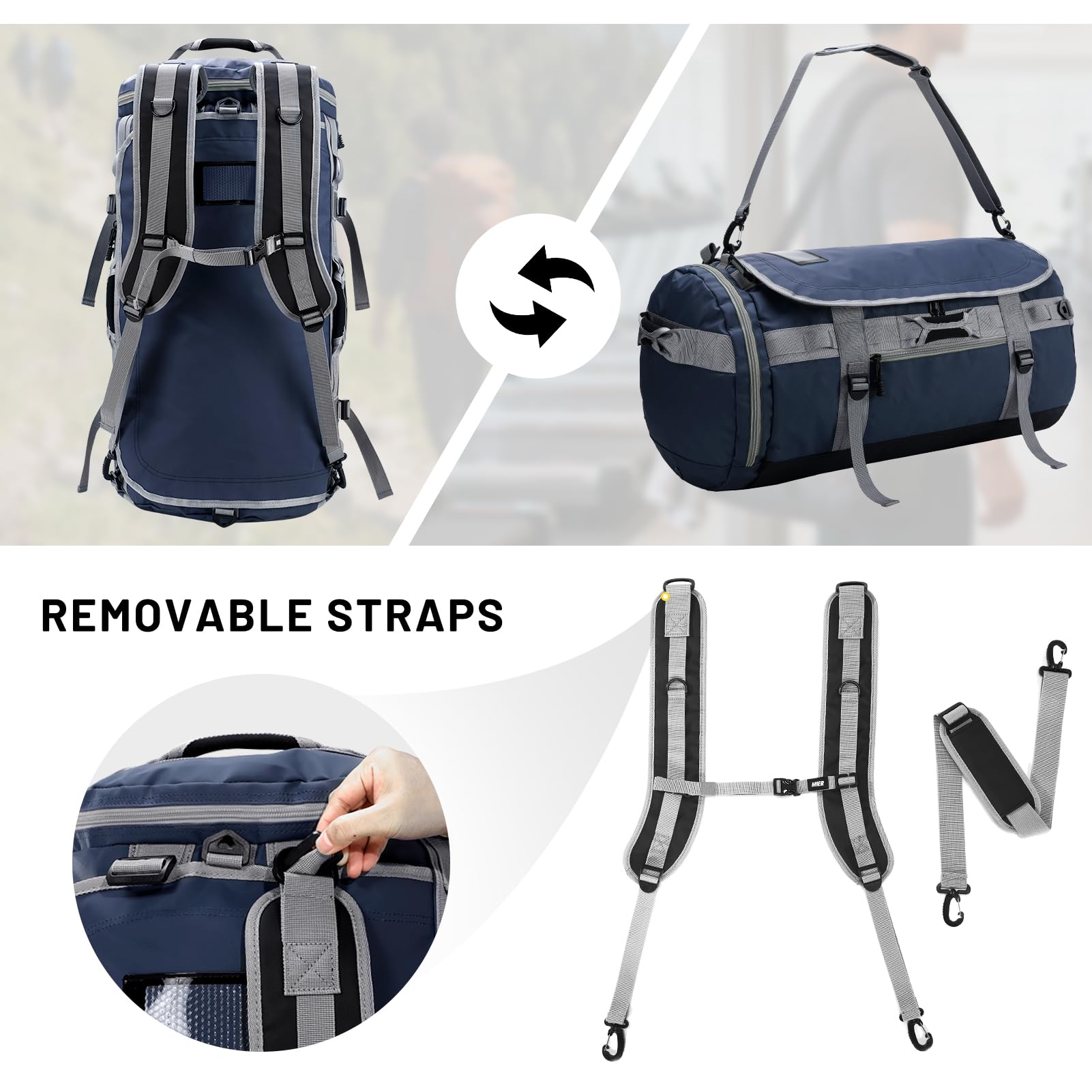 MIER Large Duffle Bag Backpack for Travel Camping Gym Sports, 45L/60L/90L