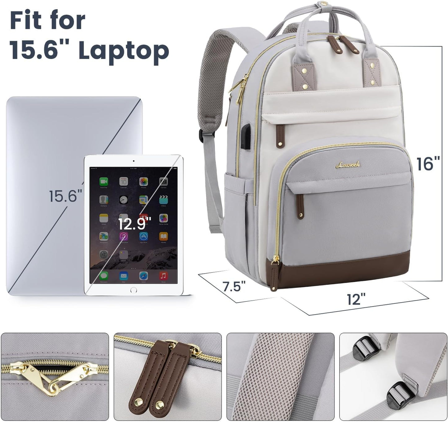 LOVEVOOK Backpack for Women,Laptop Backpack Women,Fits 15.6 Inch Laptop Bag,Fashion Travel Work