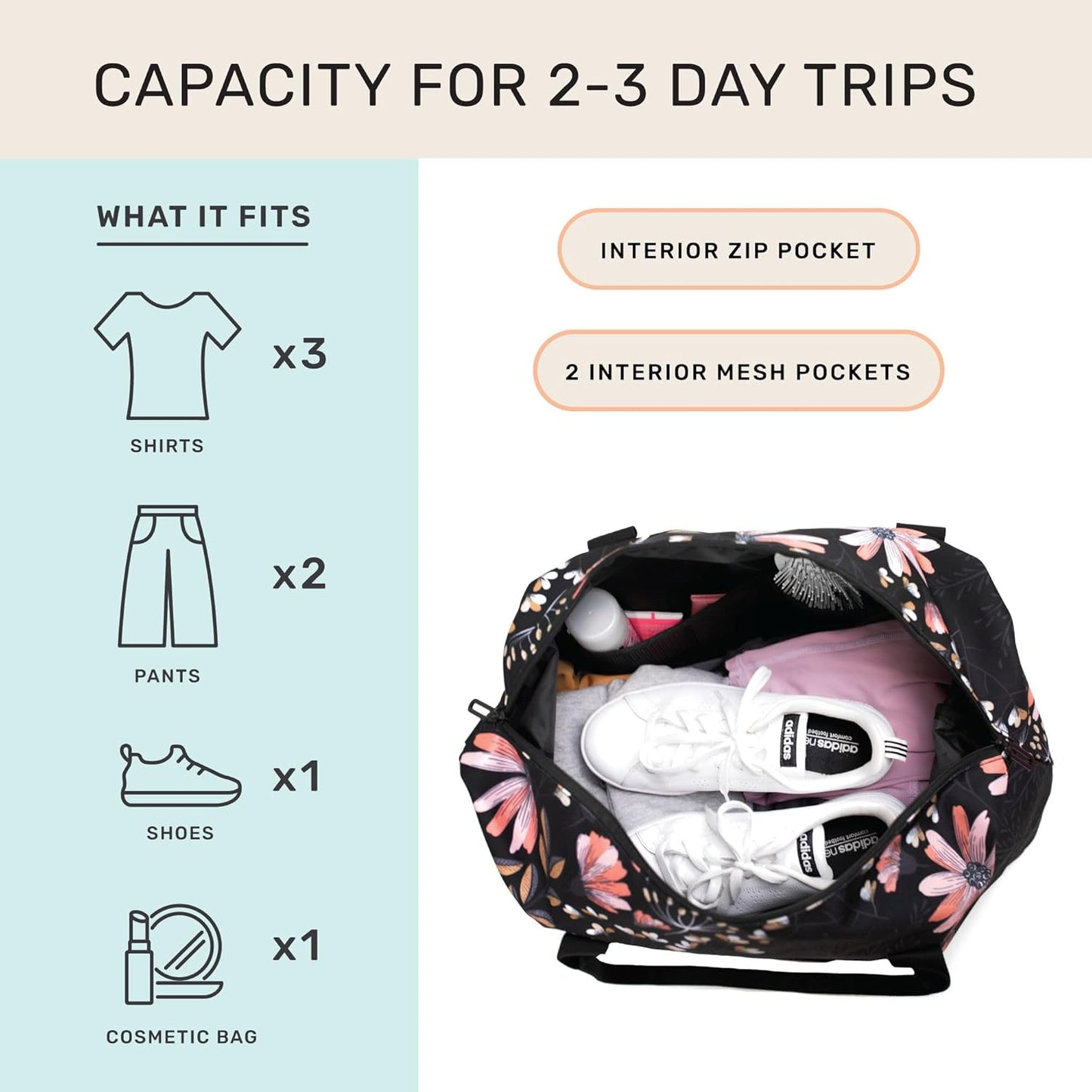 Jadyn Lola Travel Bag, Weekender/Overnight Duffel, Gym Tote Bag for Women, Men