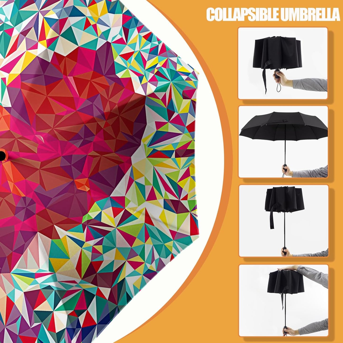 Small Compact Travel Automatic Folding Umbrella for Women, Portable Lightweight, Rain, Wind, UV Sun Shade