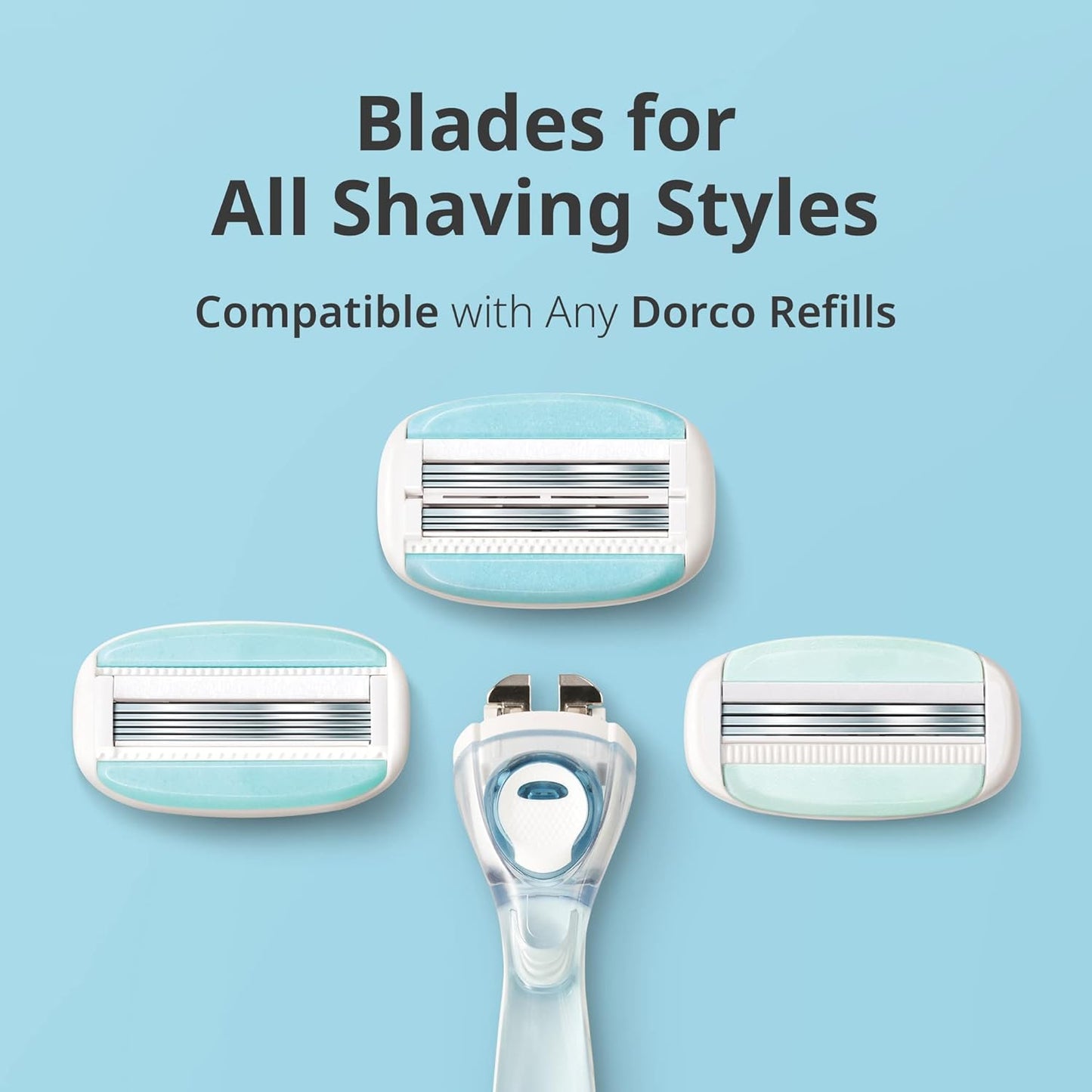 DORCO EVE5 Razor for Women, 1 Razor Handle and 4 Long-Lasting Blade Refills