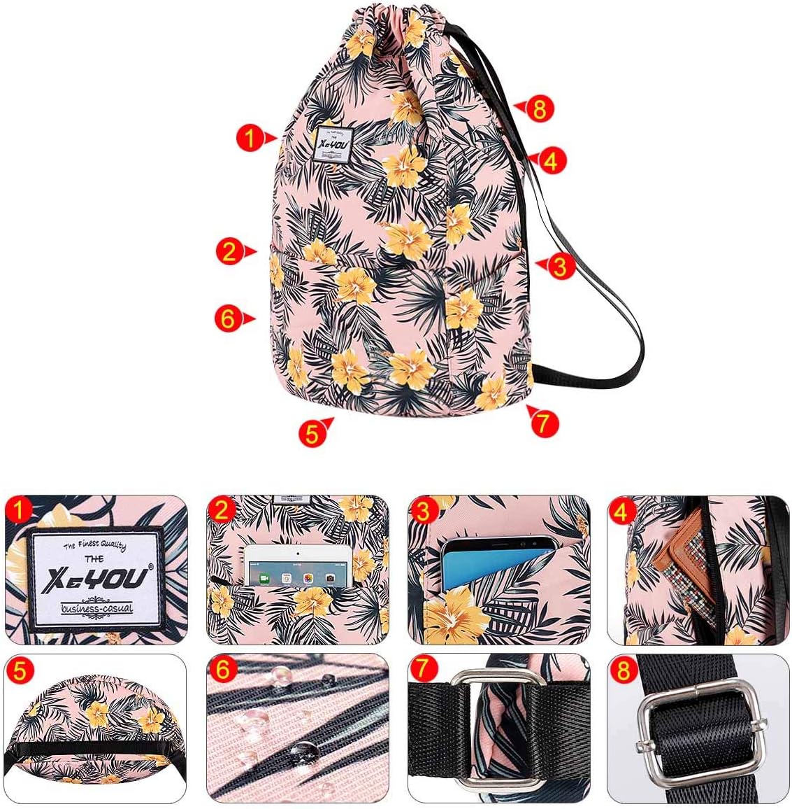 XEYOU Drawstring Sports Backpack Lightweight Gym Yoga Sackpack Shoulder Rucksack Casual Outdoor Daypack for Women and Men