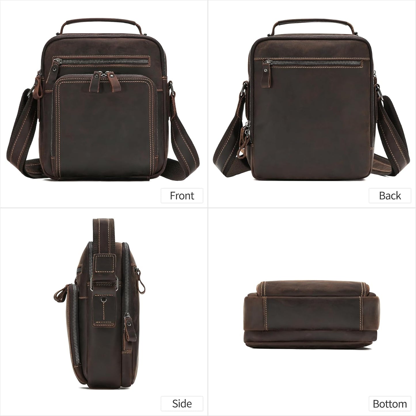 Genuine Leather Small Messenger Bag for Men Vintage Shoulder Crossbody Bags for Work Business Travel
