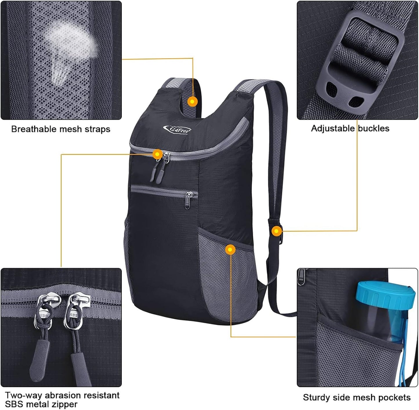 G4Free Lightweight Packable Hiking Backpack for Men Women Small Hiking Daypacks Foldable Shoulder