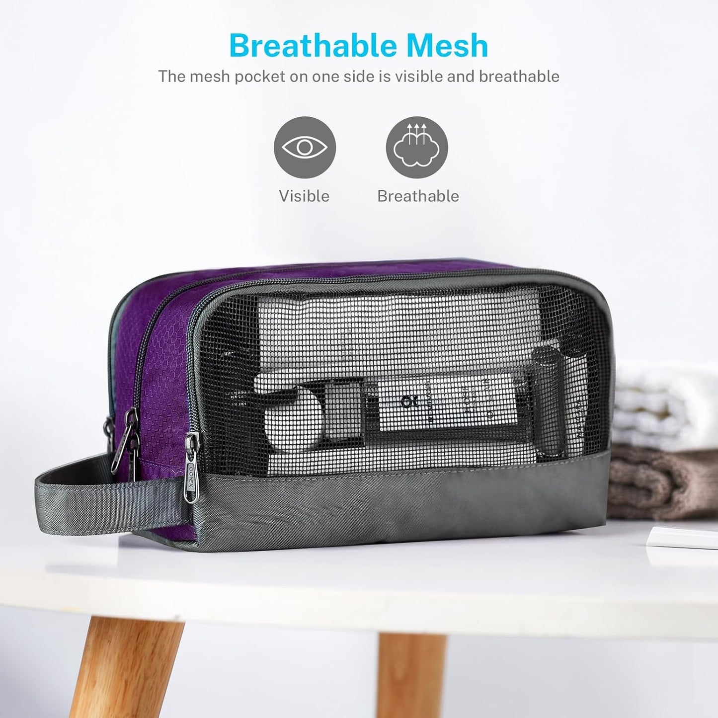 Gonex Travel Toiletry Bag Nylon, Shaving Bag Toiletry Organizer Deep Purple